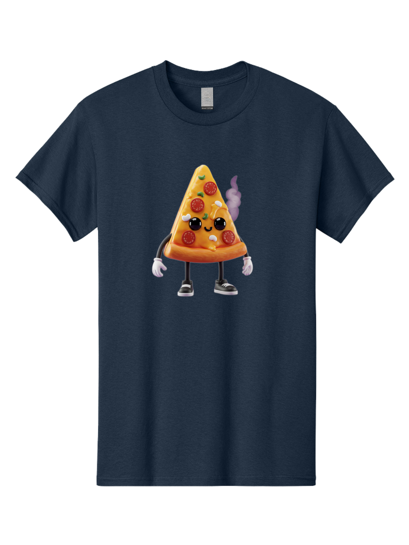Pizza-Slice-Character-1 Men'S Graphic Tee, 100% Cotton, Comfortable Casual Summer Wear, Machine Washable, Cartoon Pizza Slice, Animated Character, Pepperoni Pizza, Cartoon Food, Funny Character, Pizza Illustration, Smiling Pizza, Bac304