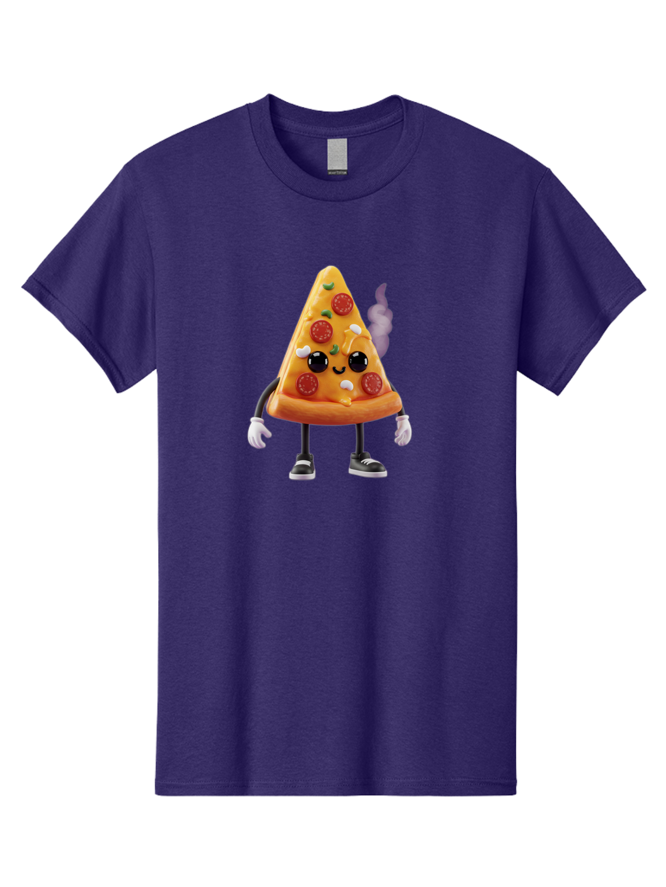 Pizza-Slice-Character-1 Men'S Graphic Tee, 100% Cotton, Comfortable Casual Summer Wear, Machine Washable, Cartoon Pizza Slice, Animated Character, Pepperoni Pizza, Cartoon Food, Funny Character, Pizza Illustration, Smiling Pizza, Bac304