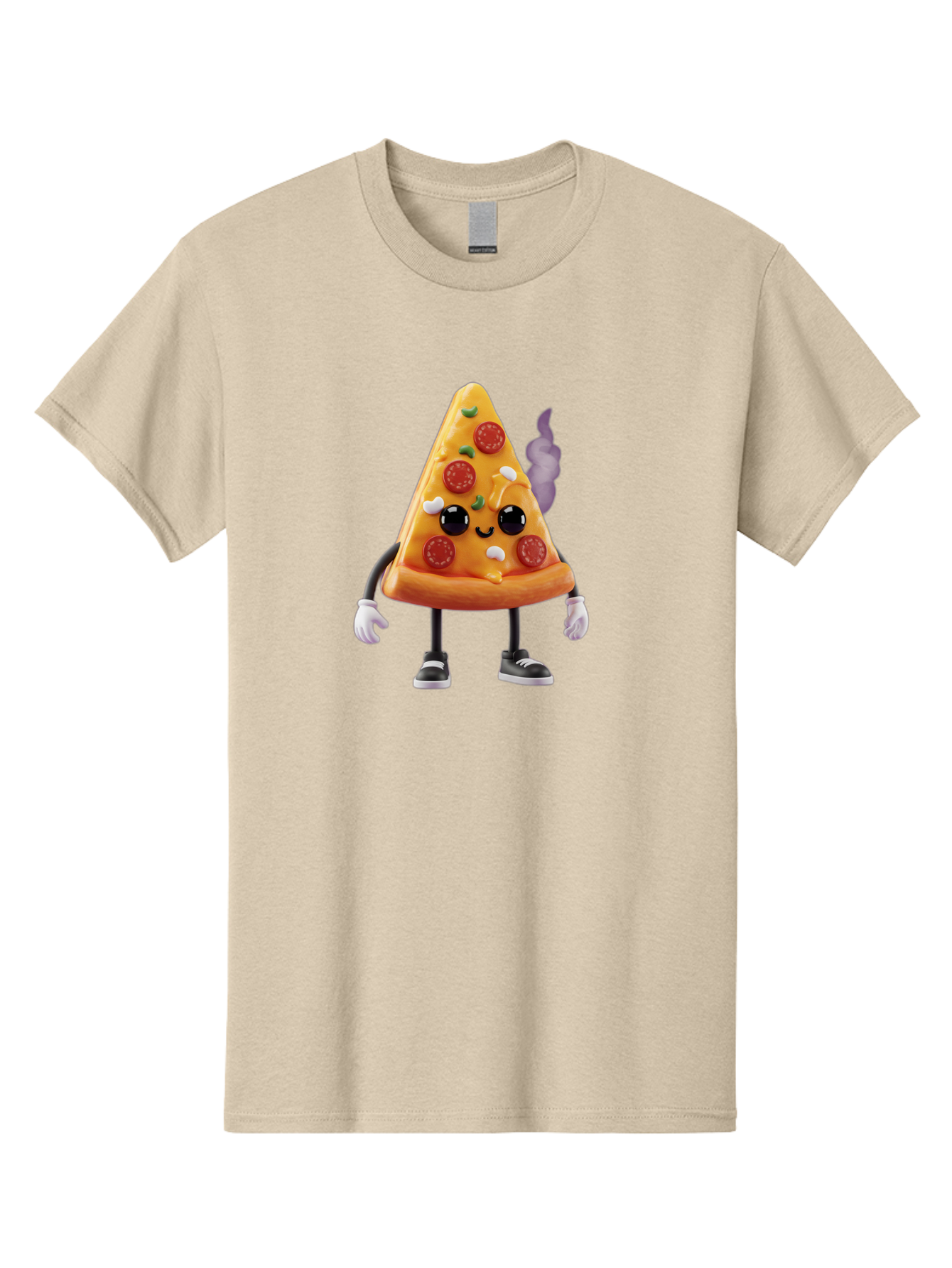 Pizza-Slice-Character-1 Men'S Graphic Tee, 100% Cotton, Comfortable Casual Summer Wear, Machine Washable, Cartoon Pizza Slice, Animated Character, Pepperoni Pizza, Cartoon Food, Funny Character, Pizza Illustration, Smiling Pizza, Bac304
