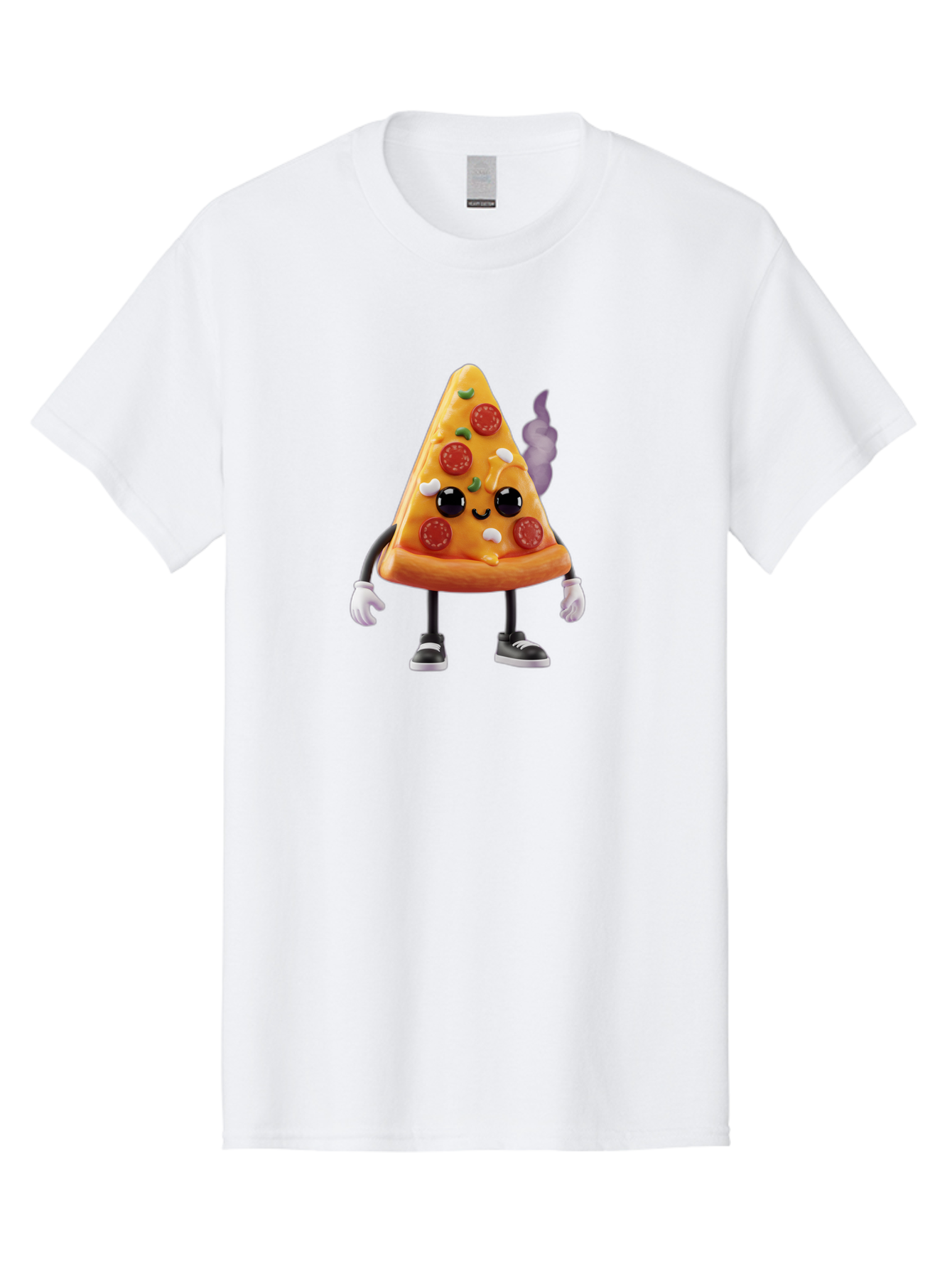 Pizza-Slice-Character-1 Men'S Graphic Tee, 100% Cotton, Comfortable Casual Summer Wear, Machine Washable, Cartoon Pizza Slice, Animated Character, Pepperoni Pizza, Cartoon Food, Funny Character, Pizza Illustration, Smiling Pizza, Bac304