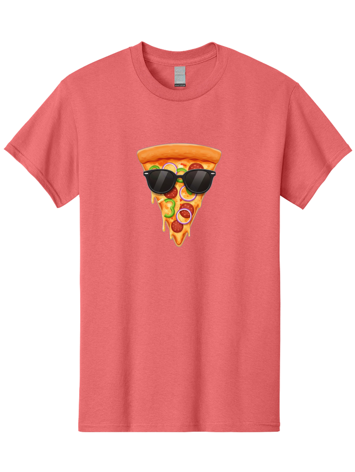 Pizza-Slice-Sunglasses-1 Men'S Graphic Tee, 100% Cotton, Comfortable Casual Summer Wear, Machine Washable, Pepperoni Pizza Slice, Cheesy Goodness, Melted Cheese, Jalapeno And Onion, Trendy Accessories, Sunglasses, Cool Pizza, Cartoon Pizza, Bac306