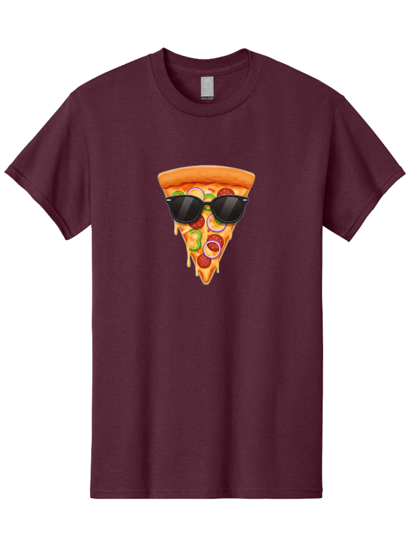 Pizza-Slice-Sunglasses-1 Men'S Graphic Tee, 100% Cotton, Comfortable Casual Summer Wear, Machine Washable, Pepperoni Pizza Slice, Cheesy Goodness, Melted Cheese, Jalapeno And Onion, Trendy Accessories, Sunglasses, Cool Pizza, Cartoon Pizza, Bac306