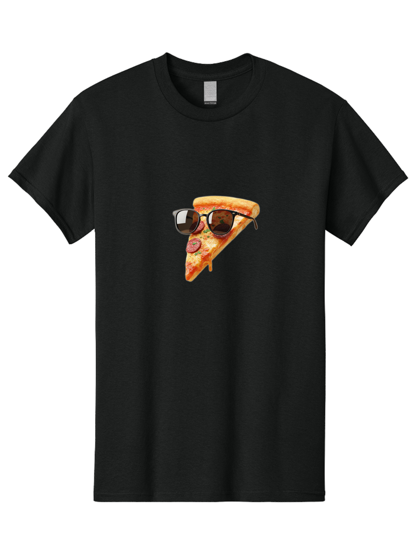 Pizza-Slice-Sunglasses-2 Men'S Graphic Tee, 100% Cotton, Comfortable Casual Summer Wear, Machine Washable, Pizza Slice Wearing Sunglasses, Funny Food, Quirky Humor, Cool Pizza, Sunglasses On Food, Comical Image, Playful Graphics, Bac307