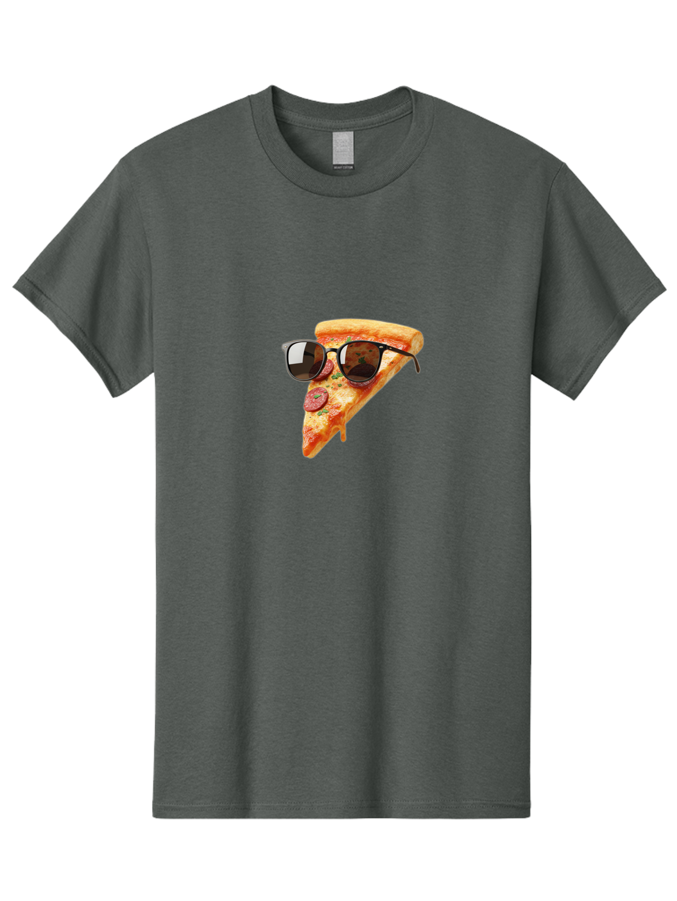 Pizza-Slice-Sunglasses-2 Men'S Graphic Tee, 100% Cotton, Comfortable Casual Summer Wear, Machine Washable, Pizza Slice Wearing Sunglasses, Funny Food, Quirky Humor, Cool Pizza, Sunglasses On Food, Comical Image, Playful Graphics, Bac307