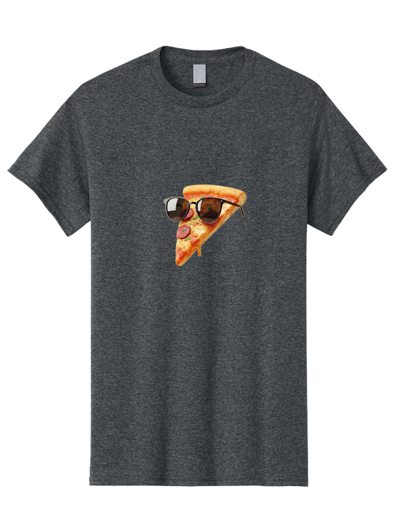 Pizza-Slice-Sunglasses-2 Men'S Graphic Tee, 100% Cotton, Comfortable Casual Summer Wear, Machine Washable, Pizza Slice Wearing Sunglasses, Funny Food, Quirky Humor, Cool Pizza, Sunglasses On Food, Comical Image, Playful Graphics, Bac307