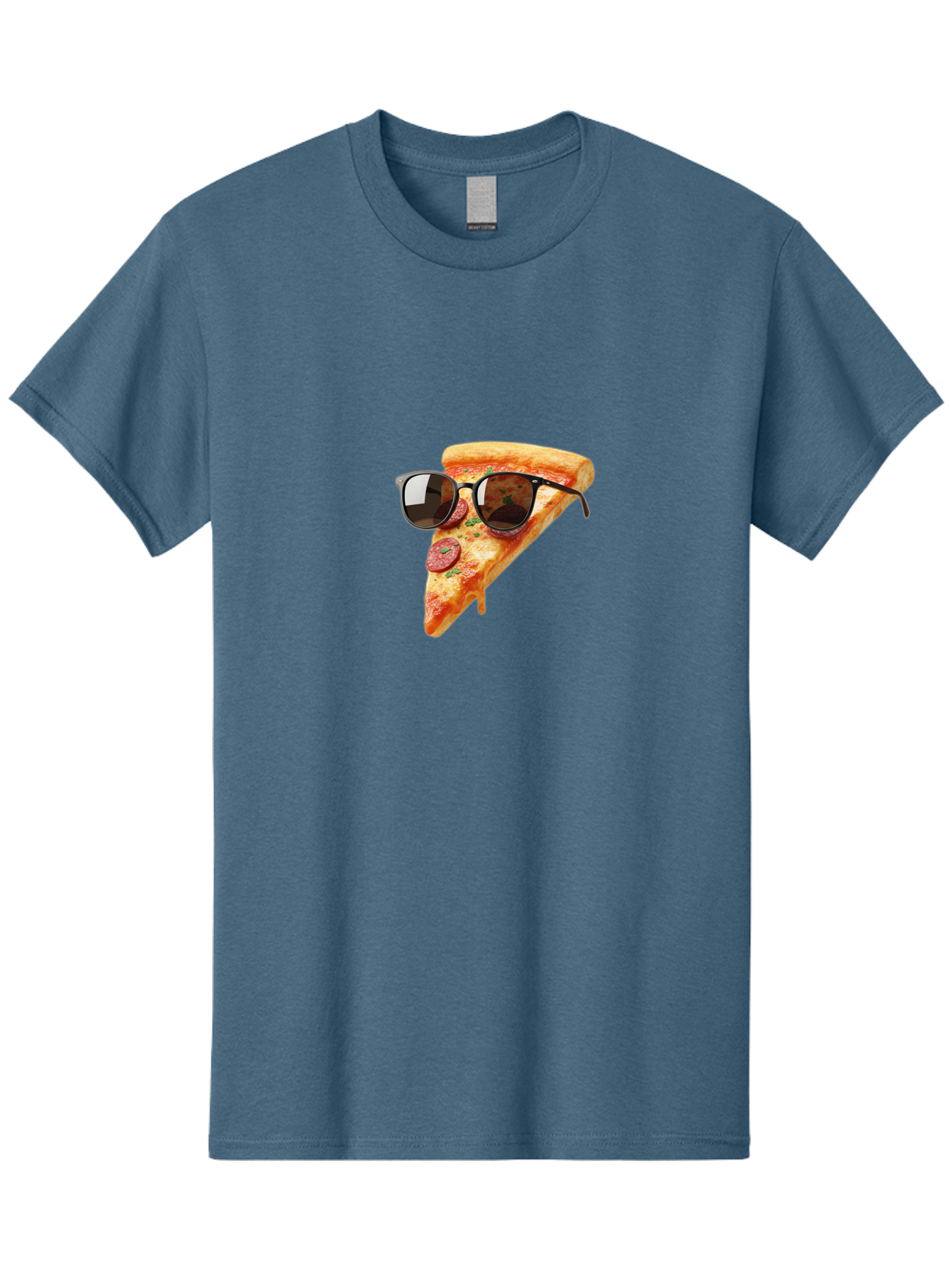 Pizza-Slice-Sunglasses-2 Men'S Graphic Tee, 100% Cotton, Comfortable Casual Summer Wear, Machine Washable, Pizza Slice Wearing Sunglasses, Funny Food, Quirky Humor, Cool Pizza, Sunglasses On Food, Comical Image, Playful Graphics, Bac307
