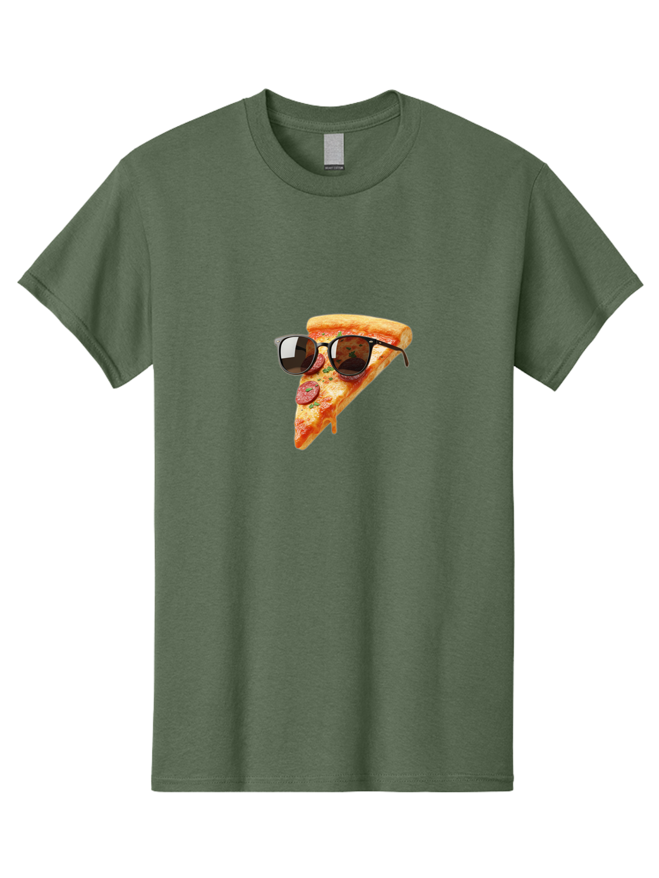 Pizza-Slice-Sunglasses-2 Men'S Graphic Tee, 100% Cotton, Comfortable Casual Summer Wear, Machine Washable, Pizza Slice Wearing Sunglasses, Funny Food, Quirky Humor, Cool Pizza, Sunglasses On Food, Comical Image, Playful Graphics, Bac307