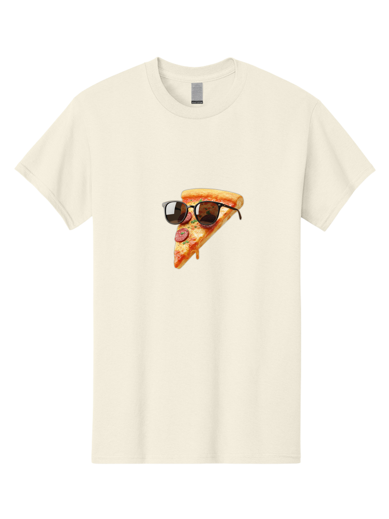 Pizza-Slice-Sunglasses-2 Men'S Graphic Tee, 100% Cotton, Comfortable Casual Summer Wear, Machine Washable, Pizza Slice Wearing Sunglasses, Funny Food, Quirky Humor, Cool Pizza, Sunglasses On Food, Comical Image, Playful Graphics, Bac307
