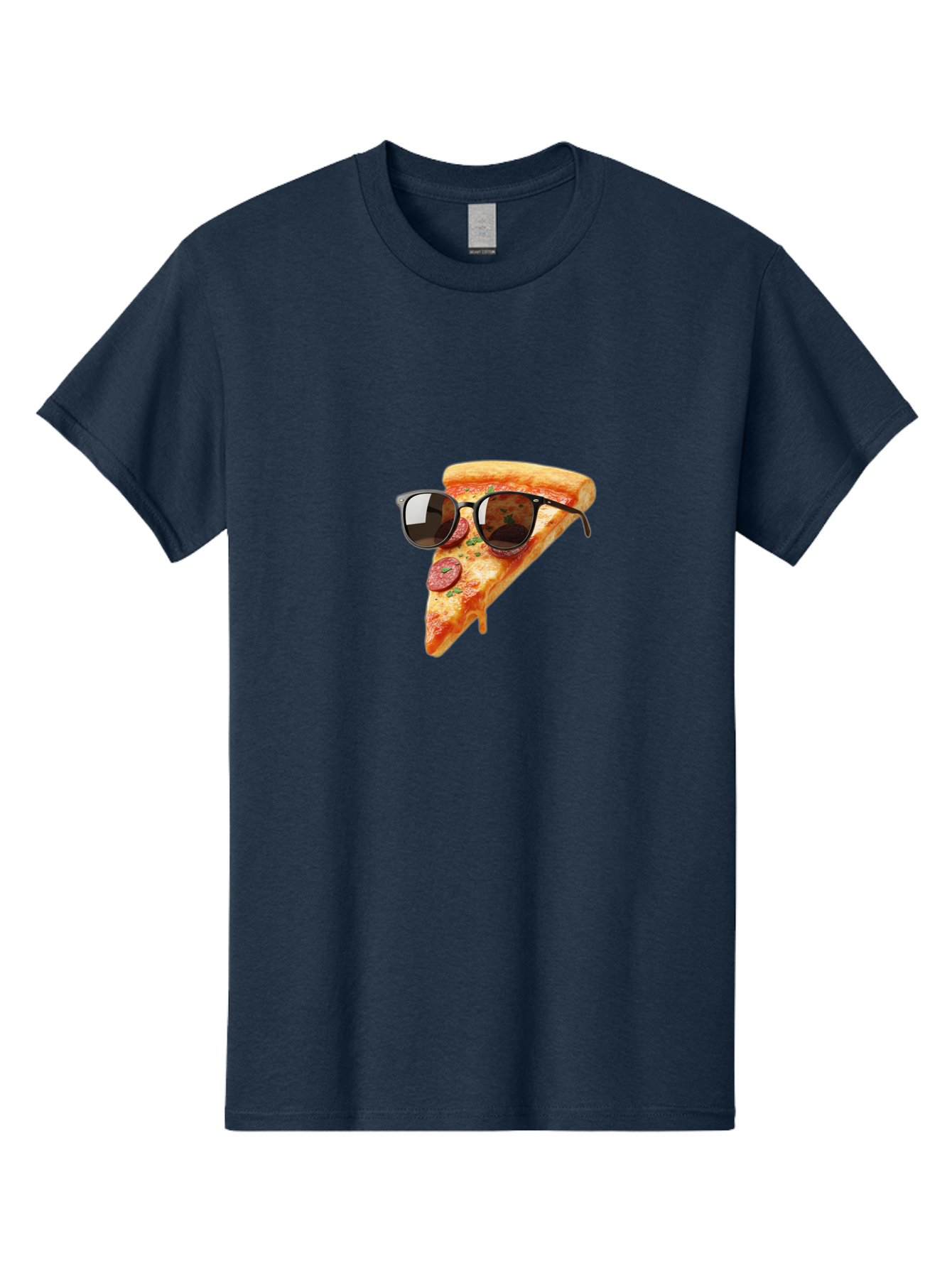 Pizza-Slice-Sunglasses-2 Men'S Graphic Tee, 100% Cotton, Comfortable Casual Summer Wear, Machine Washable, Pizza Slice Wearing Sunglasses, Funny Food, Quirky Humor, Cool Pizza, Sunglasses On Food, Comical Image, Playful Graphics, Bac307