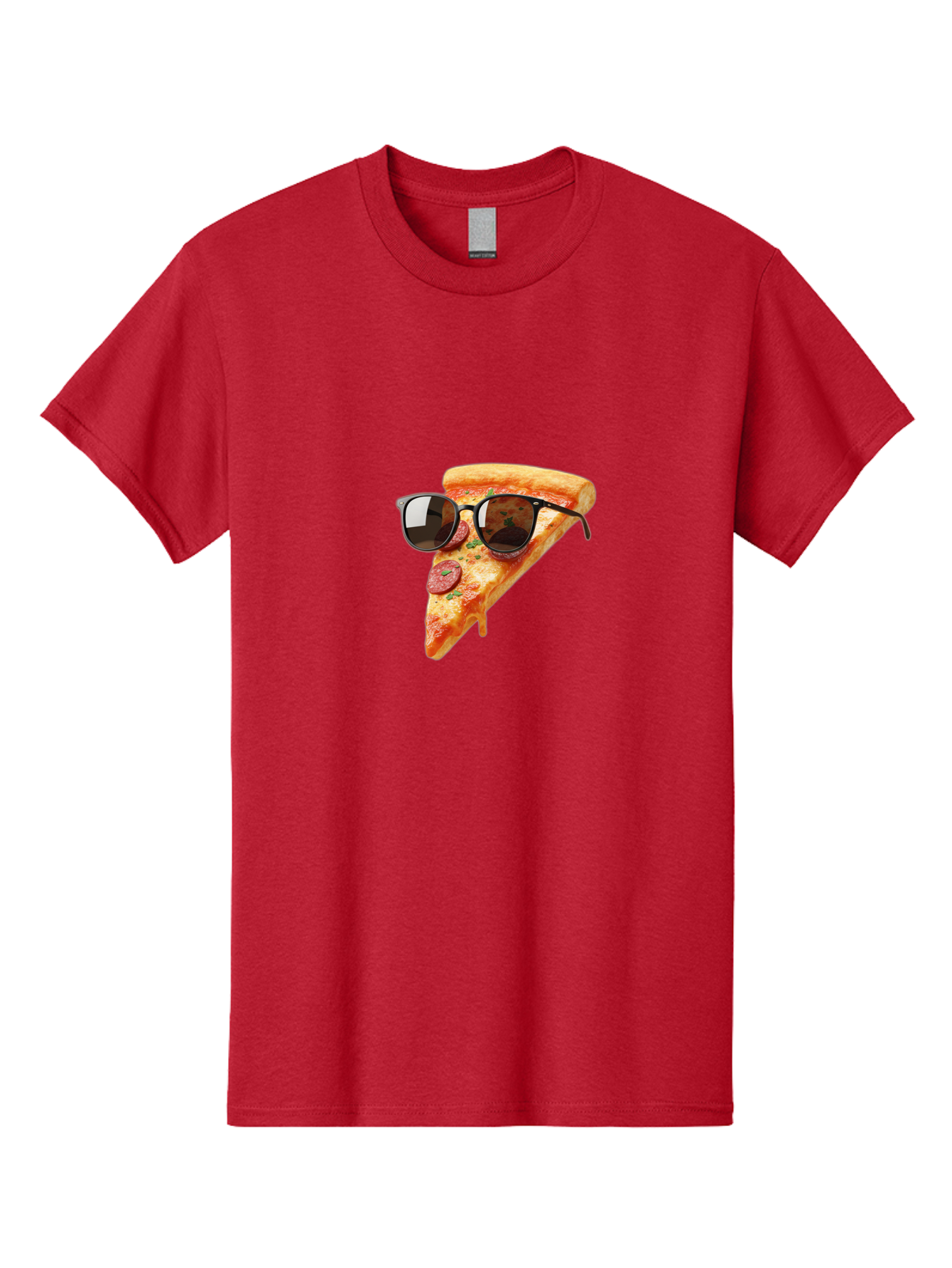 Pizza-Slice-Sunglasses-2 Men'S Graphic Tee, 100% Cotton, Comfortable Casual Summer Wear, Machine Washable, Pizza Slice Wearing Sunglasses, Funny Food, Quirky Humor, Cool Pizza, Sunglasses On Food, Comical Image, Playful Graphics, Bac307