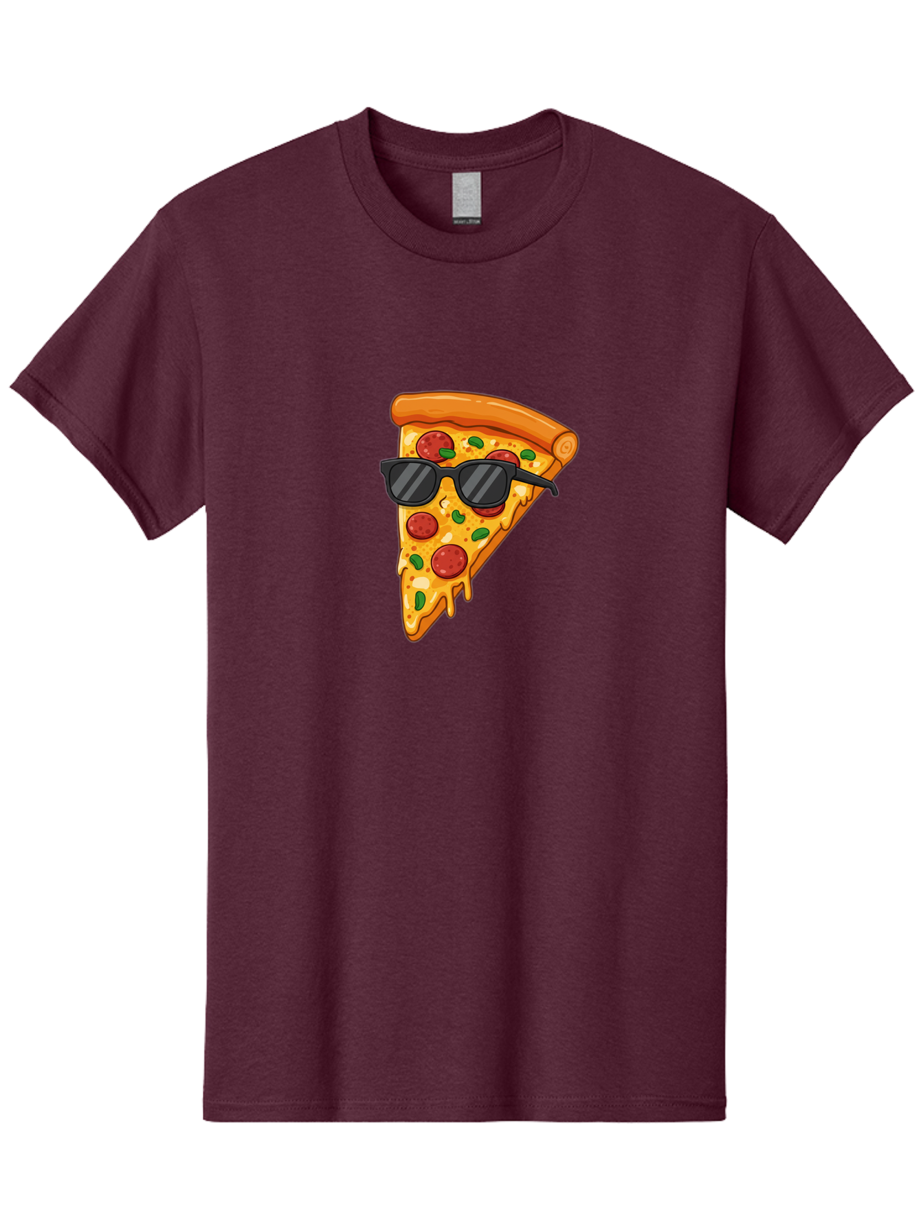 Pizza-Slice-Sunglasses-3 Men'S Graphic Tee, 100% Cotton, Comfortable Casual Summer Wear, Machine Washable, Pizza Slice With Sunglasses, Pepperoni Pizza, Cheesy Goodness, Melted Cheese, Green Peppers, Trendy Food, Fun Illustration, Casual Vibe, Bac308