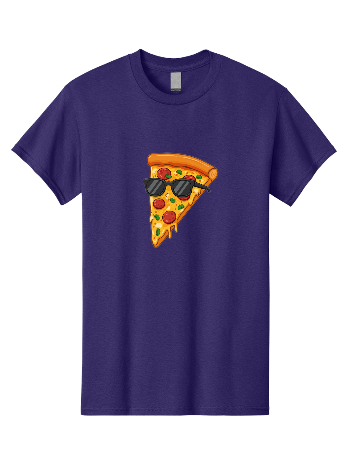 Pizza-Slice-Sunglasses-3 Men'S Graphic Tee, 100% Cotton, Comfortable Casual Summer Wear, Machine Washable, Pizza Slice With Sunglasses, Pepperoni Pizza, Cheesy Goodness, Melted Cheese, Green Peppers, Trendy Food, Fun Illustration, Casual Vibe, Bac308