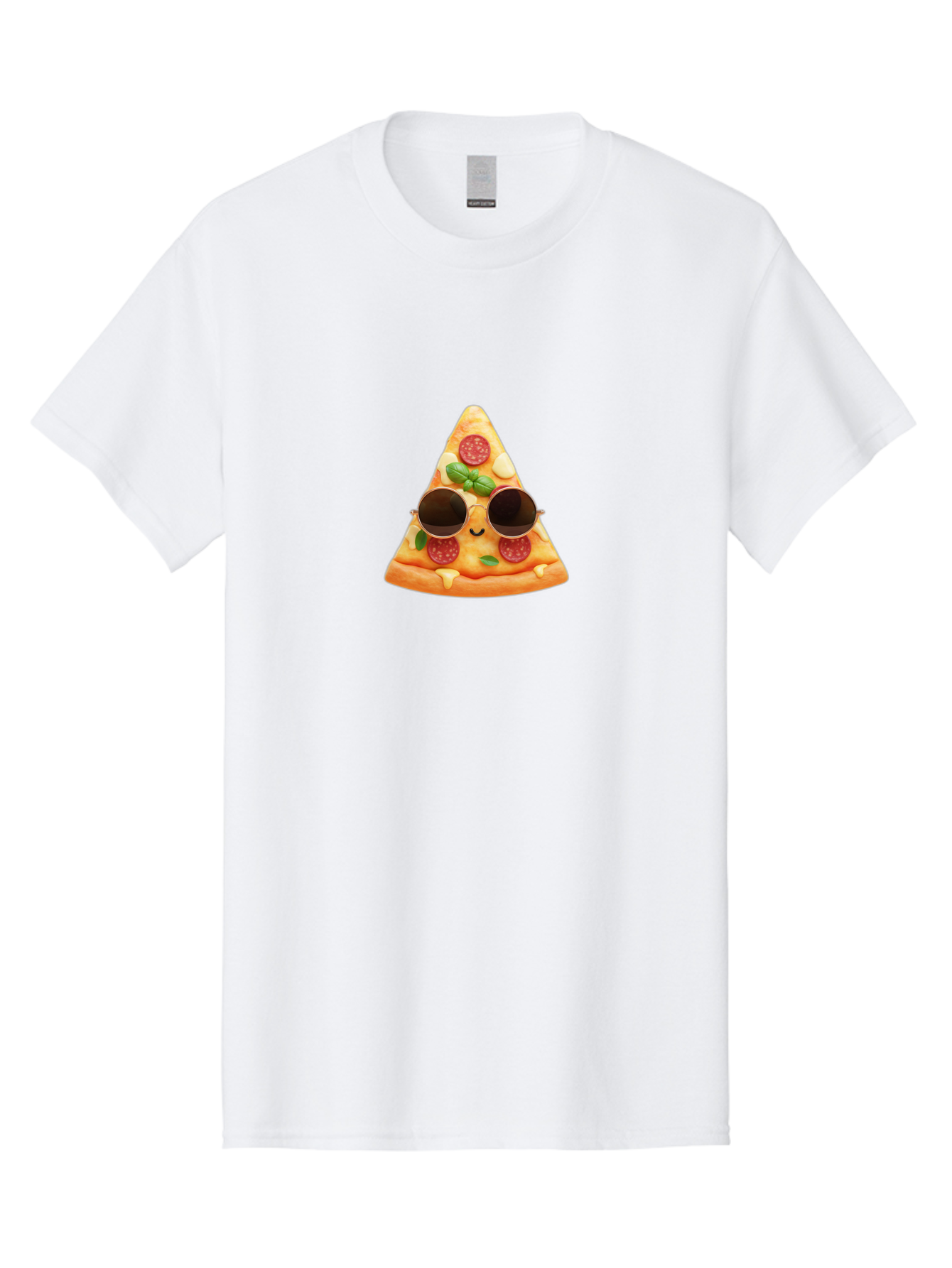 Pizza-Slice-Sunglasses-Emoji Men'S Graphic Tee, 100% Cotton, Comfortable Casual Summer Wear, Machine Washable, Funny Pizza Slice, Cool Sunglasses, Pepperoni Pizza, Cheese Pizza, Happy Face, Cartoon Character, Humorous Graphic, Cheesy Goodness, Bac309