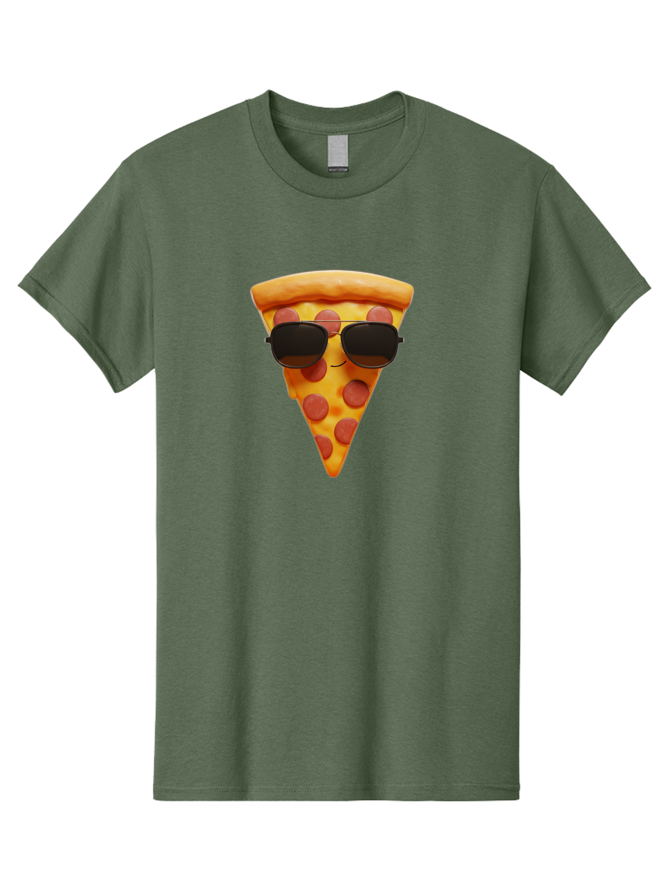Pizza-Slice-With-Sunglasses-1 Men'S Graphic Tee, 100% Cotton, Comfortable Casual Summer Wear, Machine Washable, Pepperoni Pizza Slice, Cool Pizza, Sunglasses, Smiley Face, Cartoon Character, Funny Food, Playful Illustration, Casual Dining, Bac312