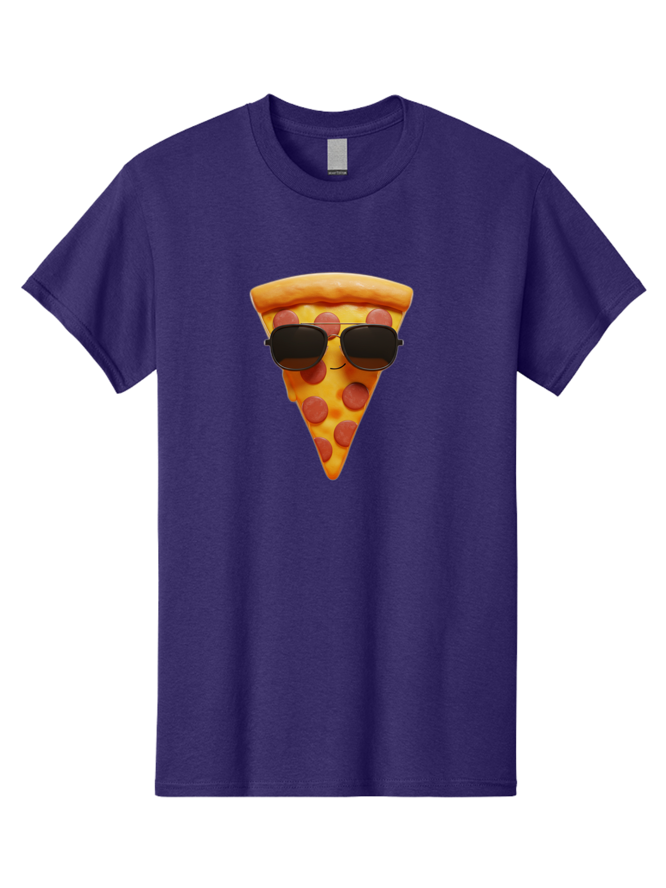 Pizza-Slice-With-Sunglasses-1 Men'S Graphic Tee, 100% Cotton, Comfortable Casual Summer Wear, Machine Washable, Pepperoni Pizza Slice, Cool Pizza, Sunglasses, Smiley Face, Cartoon Character, Funny Food, Playful Illustration, Casual Dining, Bac312