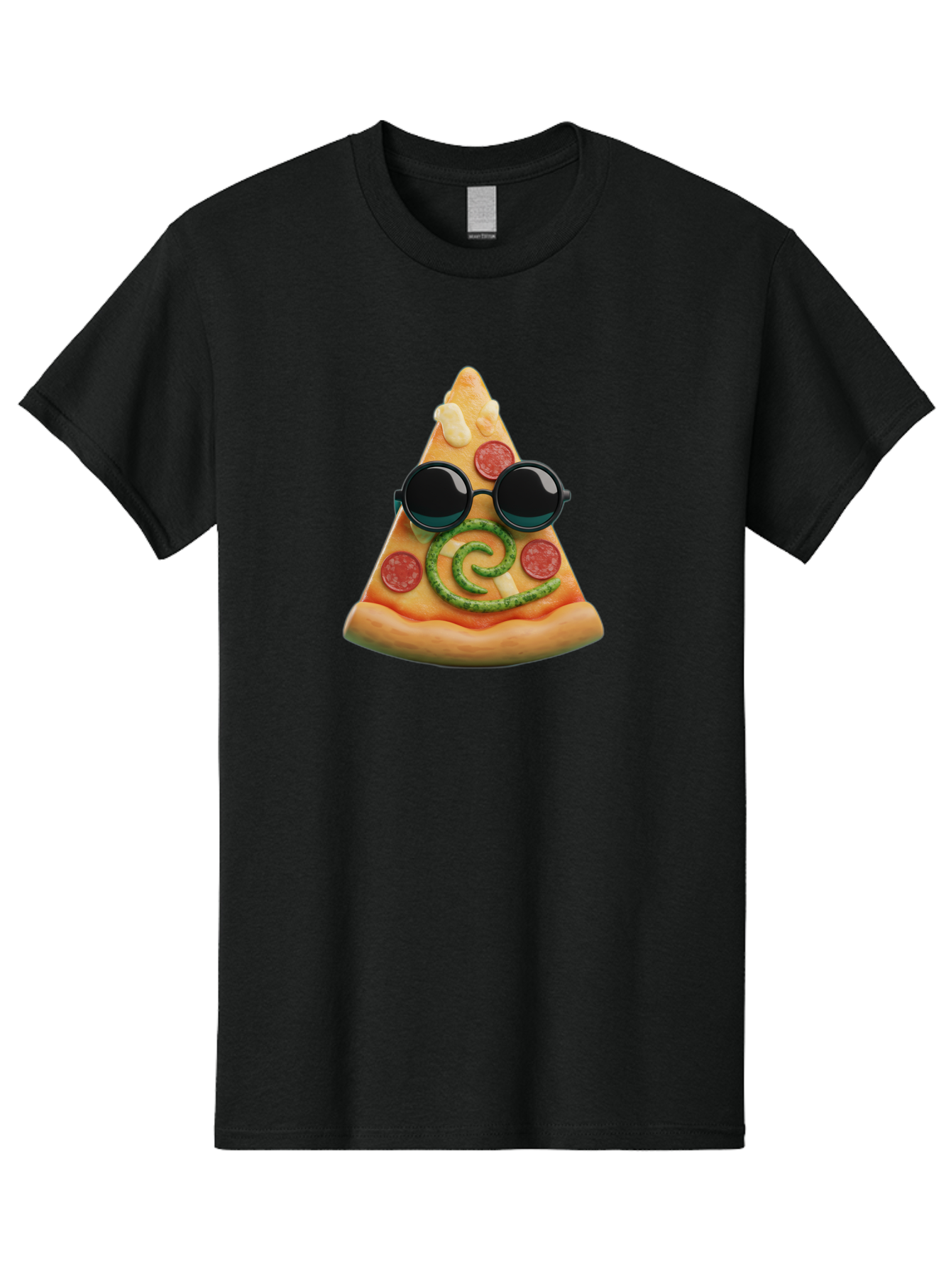 Pizza-Slice-With-Sunglasses-3 Men'S Graphic Tee, 100% Cotton, Comfortable Casual Summer Wear, Machine Washable, Funny Pizza, Cool Pizza Slice, Pepperoni Pizza, Melted Cheese, Pesto Swirl, Cute Food, Hipster Food, Casual Dining, Pizza Love, Bac314
