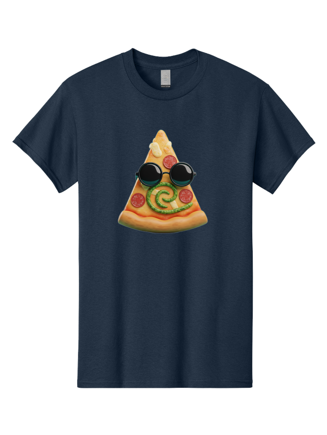 Pizza-Slice-With-Sunglasses-3 Men'S Graphic Tee, 100% Cotton, Comfortable Casual Summer Wear, Machine Washable, Funny Pizza, Cool Pizza Slice, Pepperoni Pizza, Melted Cheese, Pesto Swirl, Cute Food, Hipster Food, Casual Dining, Pizza Love, Bac314