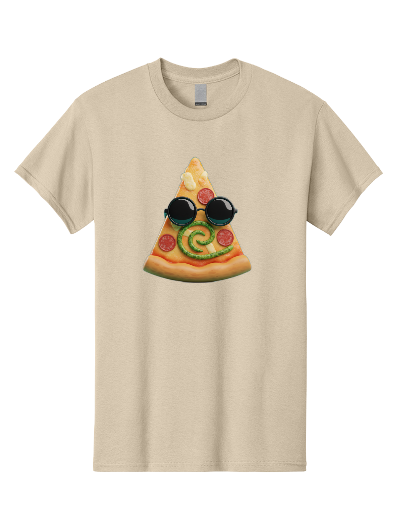 Pizza-Slice-With-Sunglasses-3 Men'S Graphic Tee, 100% Cotton, Comfortable Casual Summer Wear, Machine Washable, Funny Pizza, Cool Pizza Slice, Pepperoni Pizza, Melted Cheese, Pesto Swirl, Cute Food, Hipster Food, Casual Dining, Pizza Love, Bac314