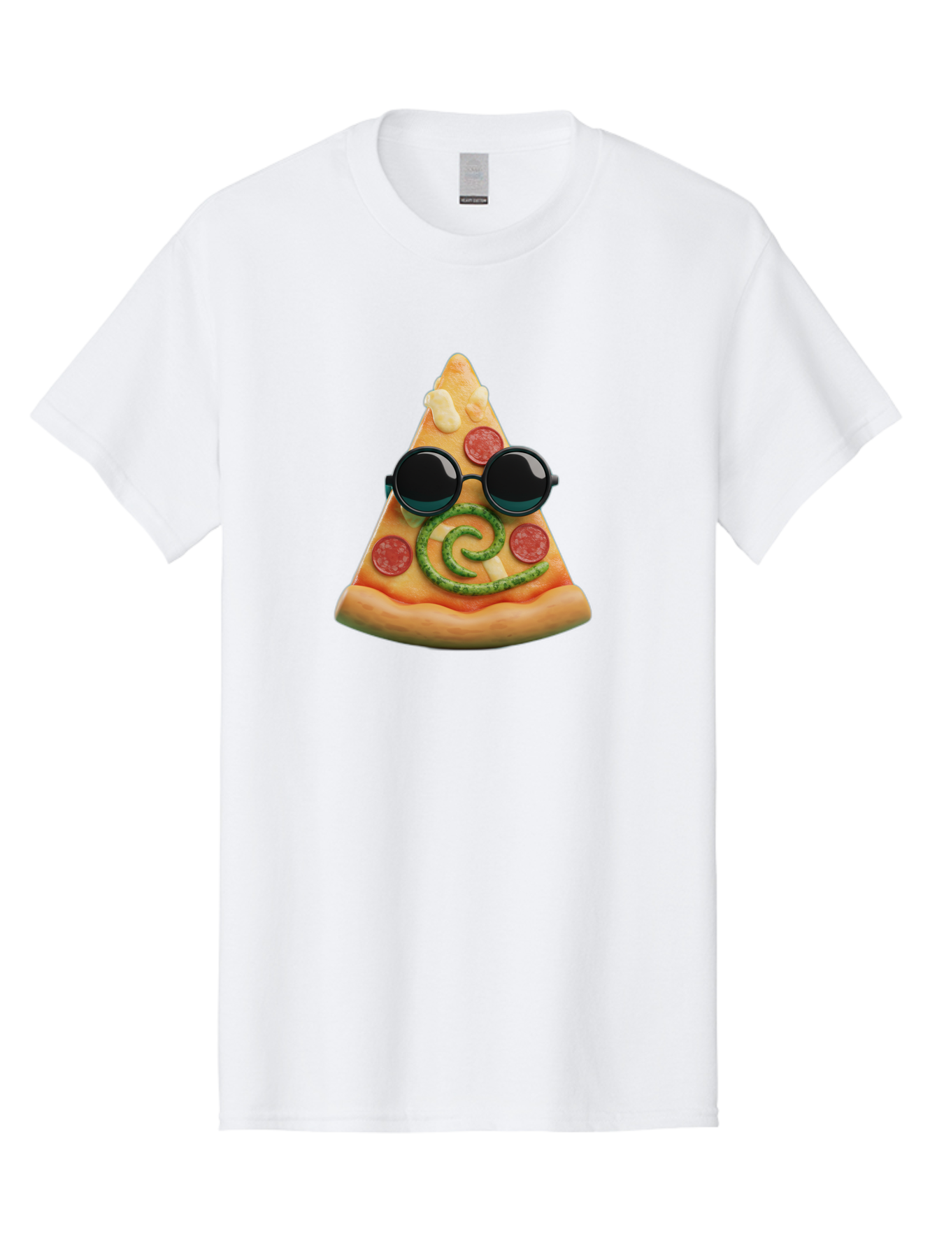 Pizza-Slice-With-Sunglasses-3 Men'S Graphic Tee, 100% Cotton, Comfortable Casual Summer Wear, Machine Washable, Funny Pizza, Cool Pizza Slice, Pepperoni Pizza, Melted Cheese, Pesto Swirl, Cute Food, Hipster Food, Casual Dining, Pizza Love, Bac314