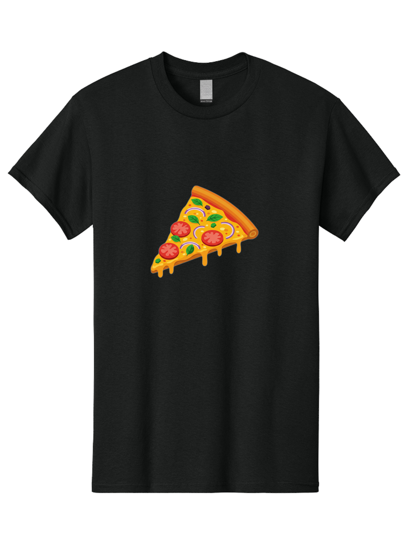 Pizza-Slice Men'S Graphic Tee, 100% Cotton, Comfortable Casual Summer Wear, Machine Washable, Cheesy Pizza Slice, Tomato Sauce, Melted Mozzarella, Fresh Basil, Onion Rings, Olives, Italian Food, Delicious Meal, Appetizing Dish, Savory Treat Bac316
