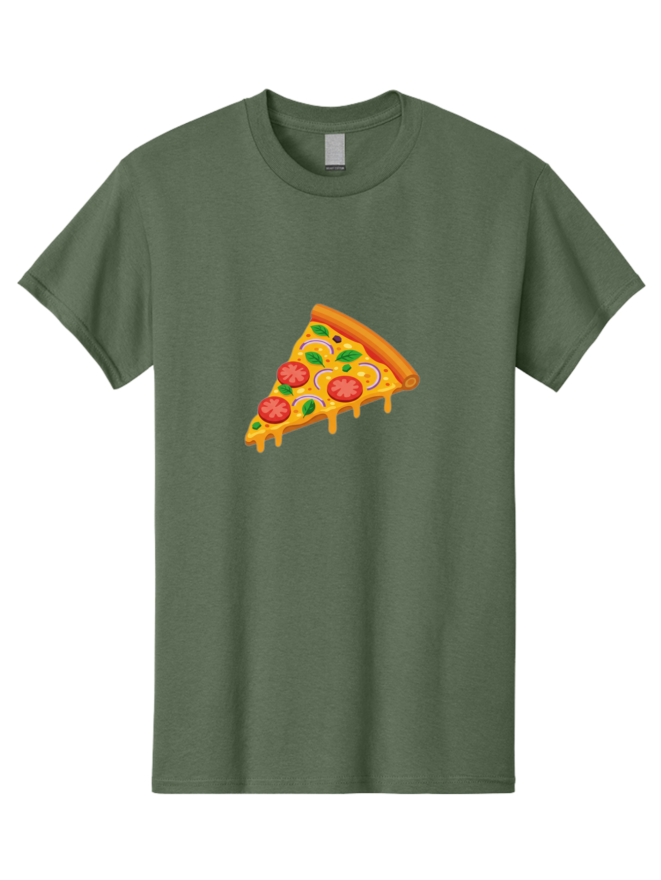 Pizza-Slice Men'S Graphic Tee, 100% Cotton, Comfortable Casual Summer Wear, Machine Washable, Cheesy Pizza Slice, Tomato Sauce, Melted Mozzarella, Fresh Basil, Onion Rings, Olives, Italian Food, Delicious Meal, Appetizing Dish, Savory Treat Bac316