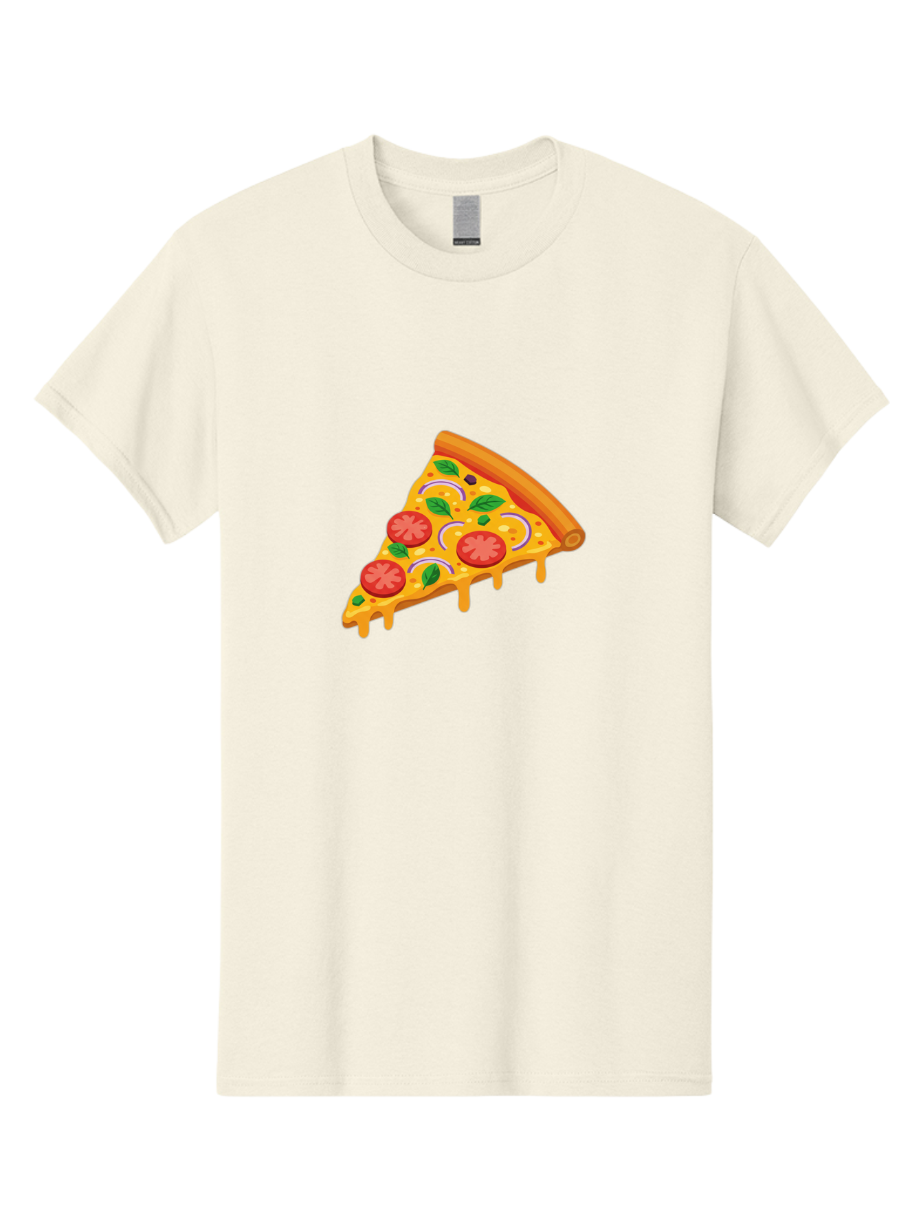 Pizza-Slice Men'S Graphic Tee, 100% Cotton, Comfortable Casual Summer Wear, Machine Washable, Cheesy Pizza Slice, Tomato Sauce, Melted Mozzarella, Fresh Basil, Onion Rings, Olives, Italian Food, Delicious Meal, Appetizing Dish, Savory Treat Bac316