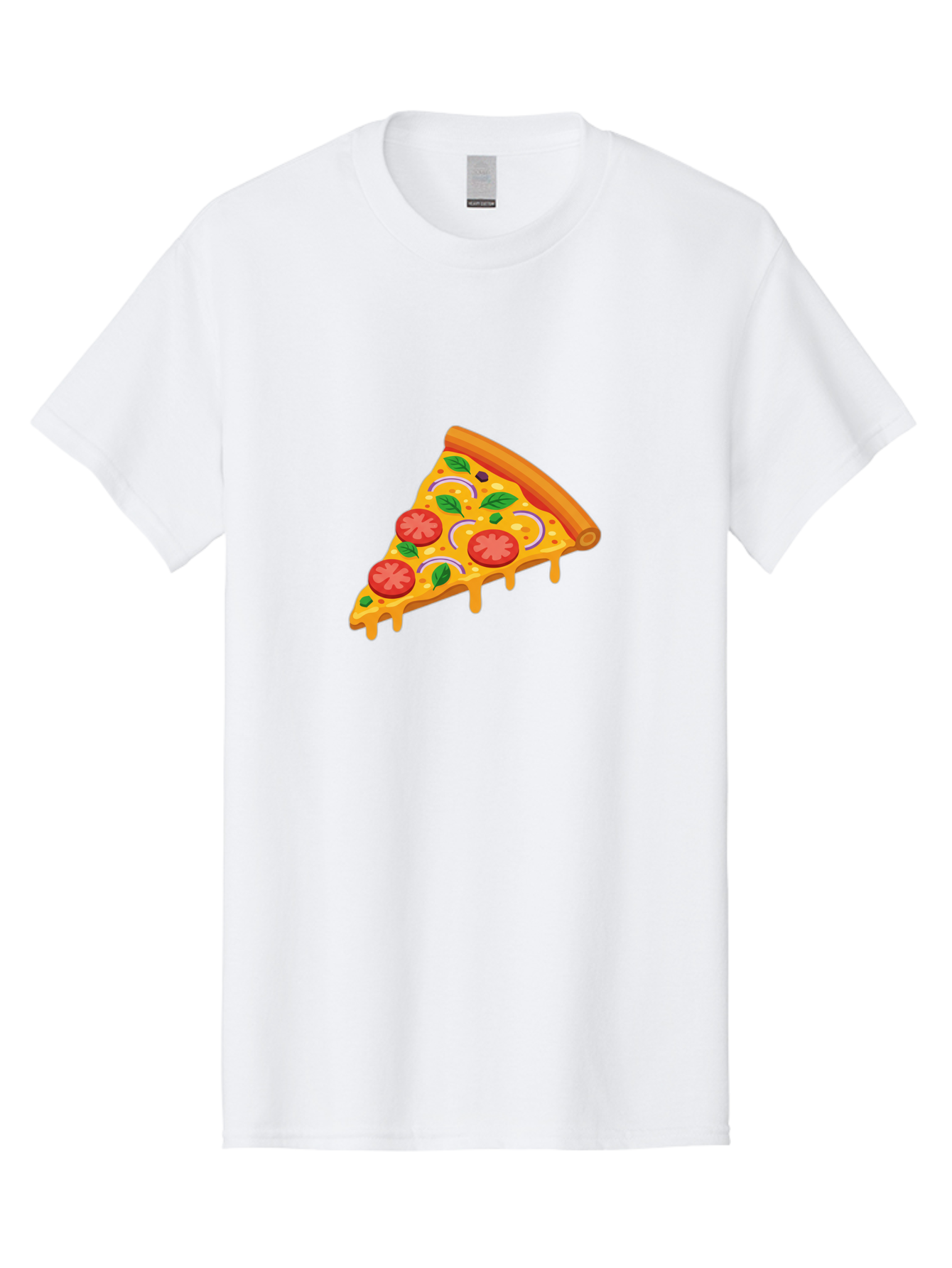Pizza-Slice Men'S Graphic Tee, 100% Cotton, Comfortable Casual Summer Wear, Machine Washable, Cheesy Pizza Slice, Tomato Sauce, Melted Mozzarella, Fresh Basil, Onion Rings, Olives, Italian Food, Delicious Meal, Appetizing Dish, Savory Treat Bac316