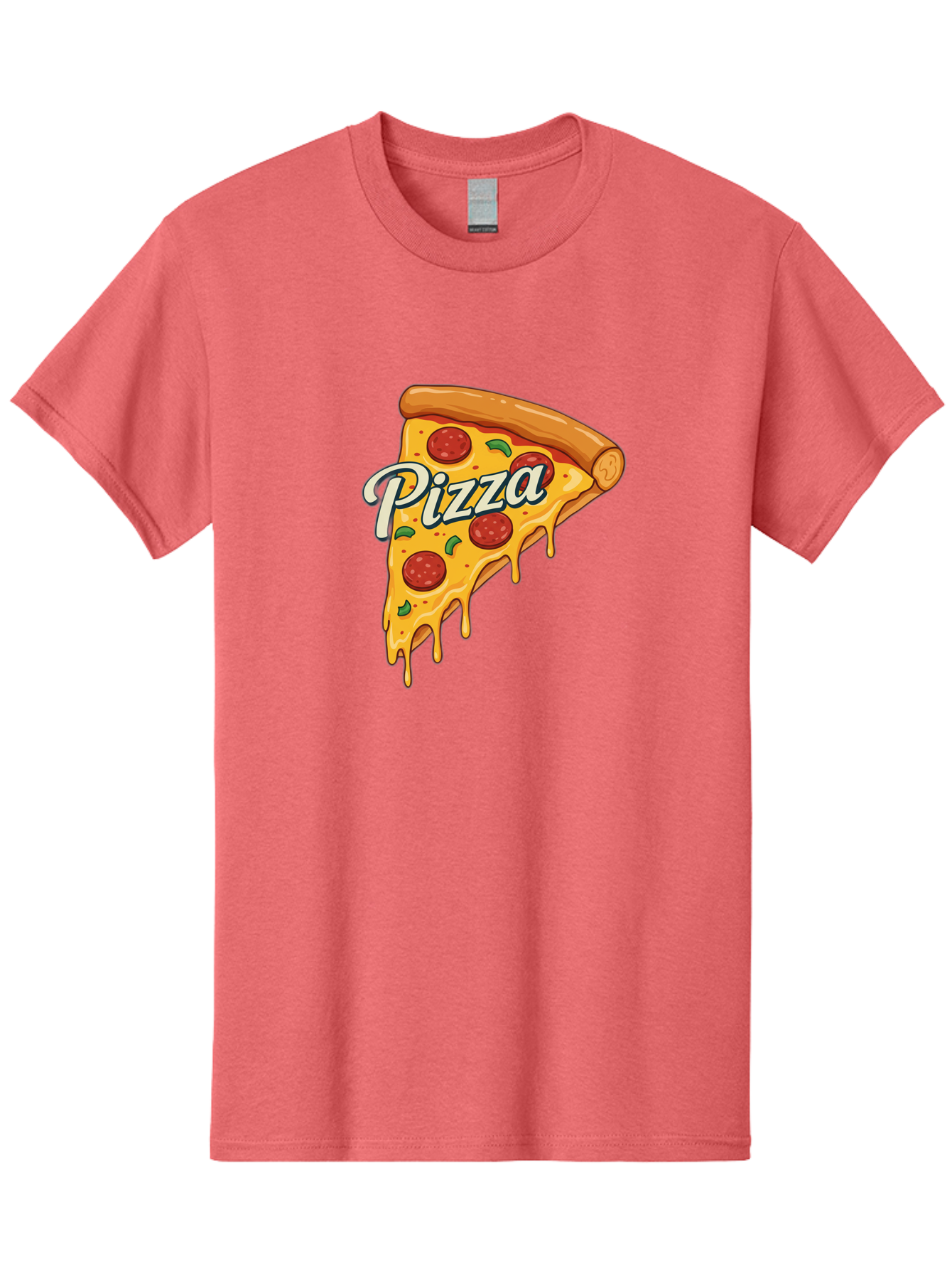 Pizza Men'S Graphic Tee, 100% Cotton, Comfortable Casual Summer Wear, Machine Washable, Cheesy Pizza Slice, Pepperoni Pizza, Melted Cheese, Green Peppers, Pizza Toppings, Italian Food, Delicious Pizza Bac320