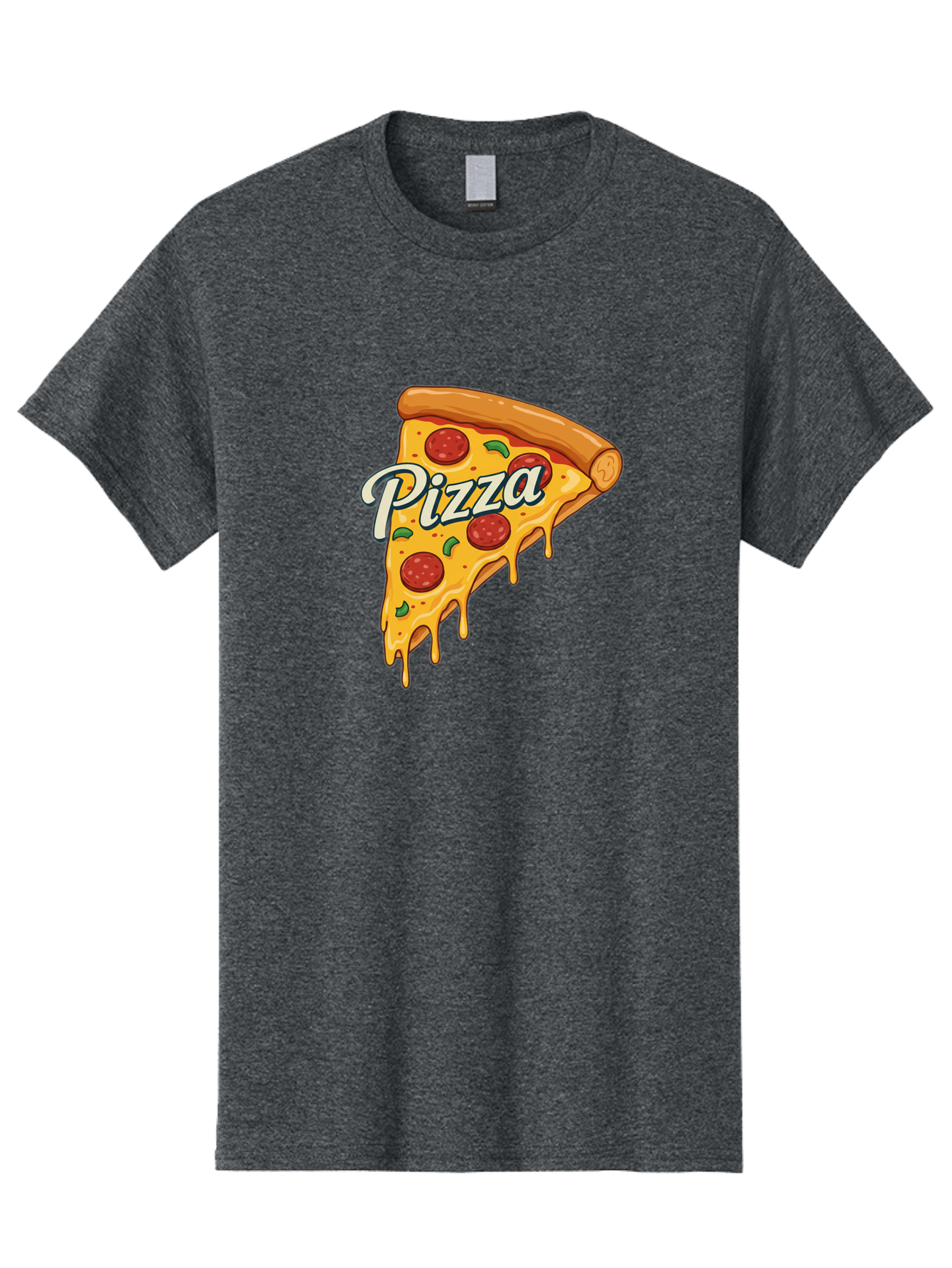 Pizza Men'S Graphic Tee, 100% Cotton, Comfortable Casual Summer Wear, Machine Washable, Cheesy Pizza Slice, Pepperoni Pizza, Melted Cheese, Green Peppers, Pizza Toppings, Italian Food, Delicious Pizza Bac320