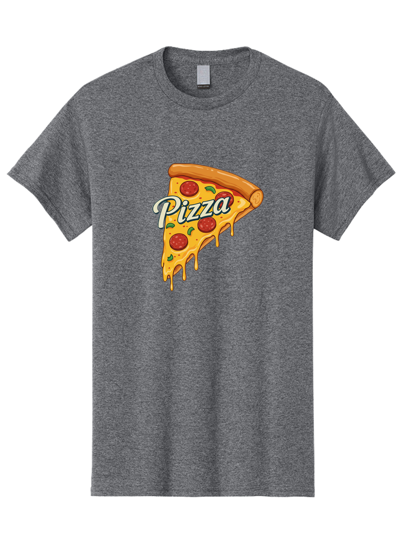 Pizza Men'S Graphic Tee, 100% Cotton, Comfortable Casual Summer Wear, Machine Washable, Cheesy Pizza Slice, Pepperoni Pizza, Melted Cheese, Green Peppers, Pizza Toppings, Italian Food, Delicious Pizza Bac320