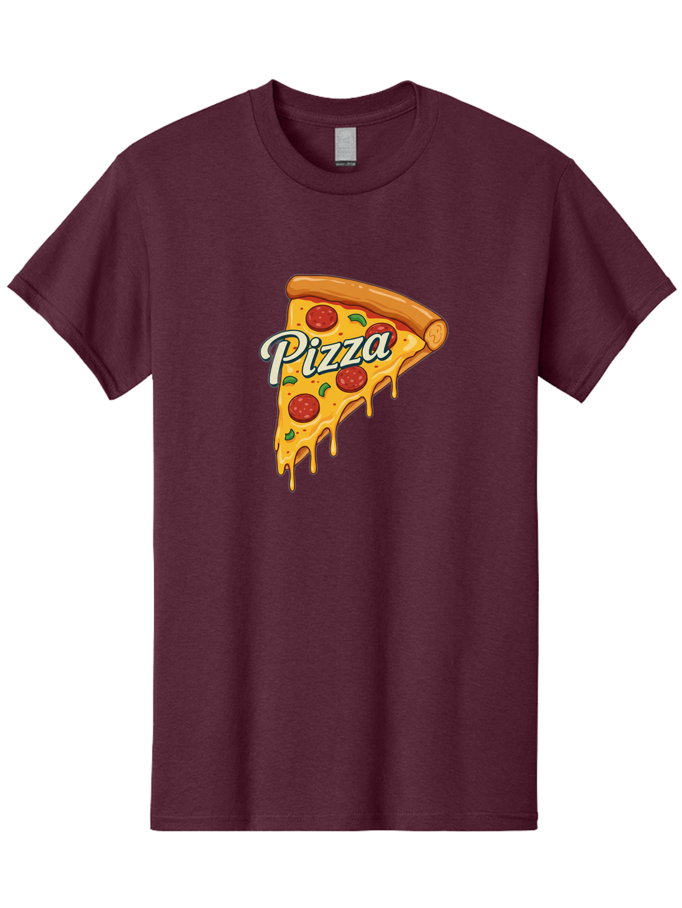 Pizza Men'S Graphic Tee, 100% Cotton, Comfortable Casual Summer Wear, Machine Washable, Cheesy Pizza Slice, Pepperoni Pizza, Melted Cheese, Green Peppers, Pizza Toppings, Italian Food, Delicious Pizza Bac320