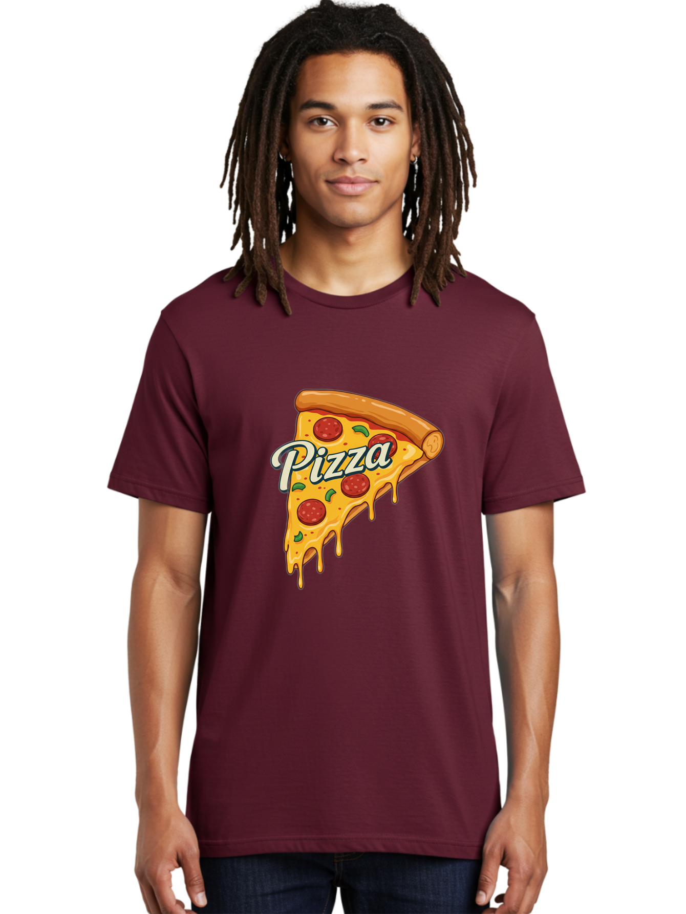 Pizza Men'S Graphic Tee, 100% Cotton, Comfortable Casual Summer Wear, Machine Washable, Cheesy Pizza Slice, Pepperoni Pizza, Melted Cheese, Green Peppers, Pizza Toppings, Italian Food, Delicious Pizza Bac320