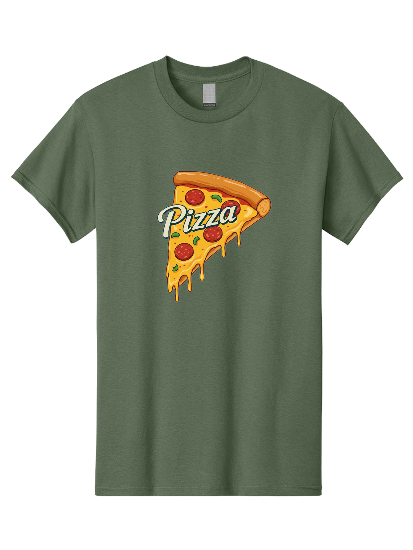 Pizza Men'S Graphic Tee, 100% Cotton, Comfortable Casual Summer Wear, Machine Washable, Cheesy Pizza Slice, Pepperoni Pizza, Melted Cheese, Green Peppers, Pizza Toppings, Italian Food, Delicious Pizza Bac320