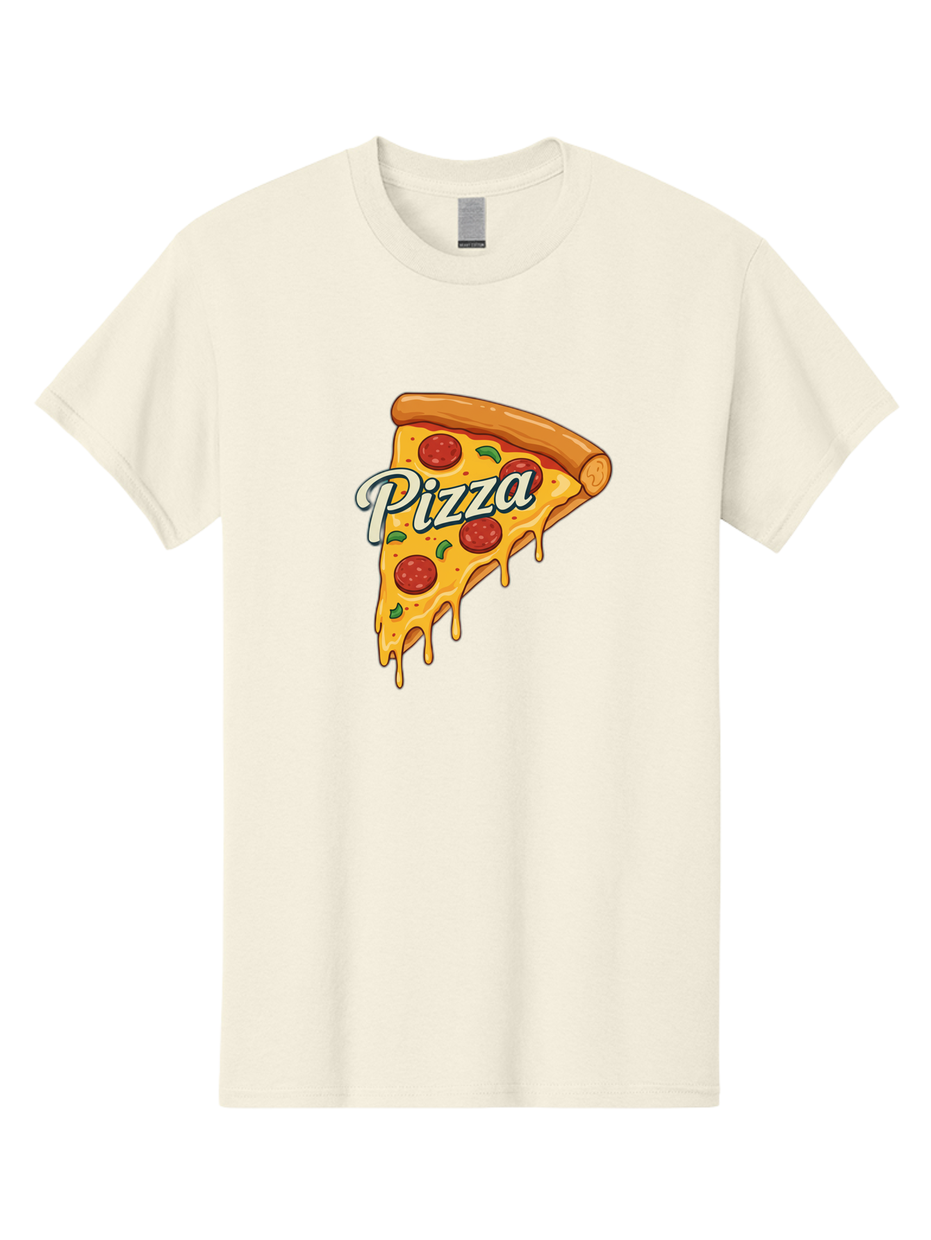 Pizza Men'S Graphic Tee, 100% Cotton, Comfortable Casual Summer Wear, Machine Washable, Cheesy Pizza Slice, Pepperoni Pizza, Melted Cheese, Green Peppers, Pizza Toppings, Italian Food, Delicious Pizza Bac320