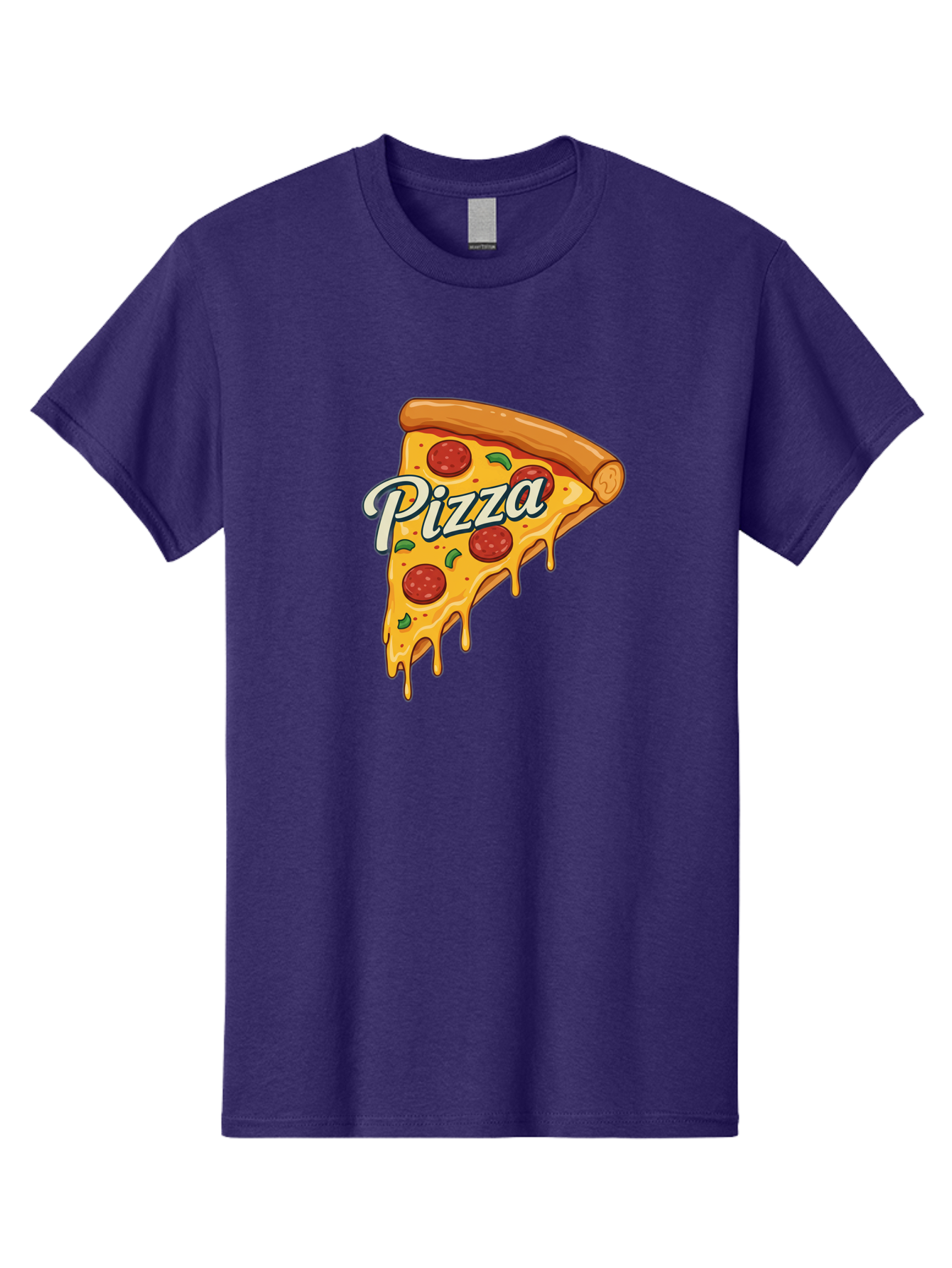 Pizza Men'S Graphic Tee, 100% Cotton, Comfortable Casual Summer Wear, Machine Washable, Cheesy Pizza Slice, Pepperoni Pizza, Melted Cheese, Green Peppers, Pizza Toppings, Italian Food, Delicious Pizza Bac320