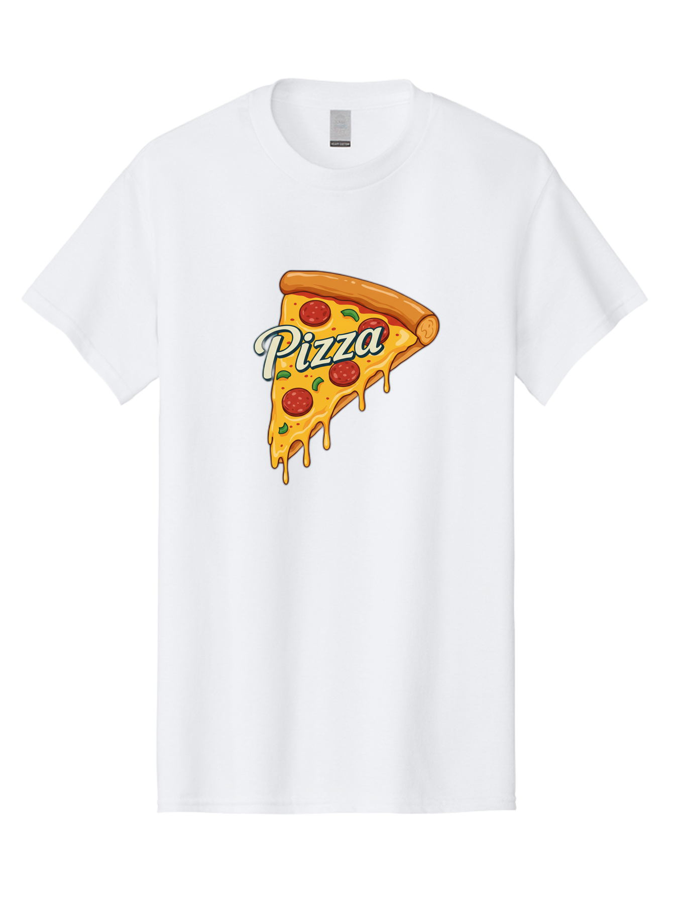 Pizza Men'S Graphic Tee, 100% Cotton, Comfortable Casual Summer Wear, Machine Washable, Cheesy Pizza Slice, Pepperoni Pizza, Melted Cheese, Green Peppers, Pizza Toppings, Italian Food, Delicious Pizza Bac320