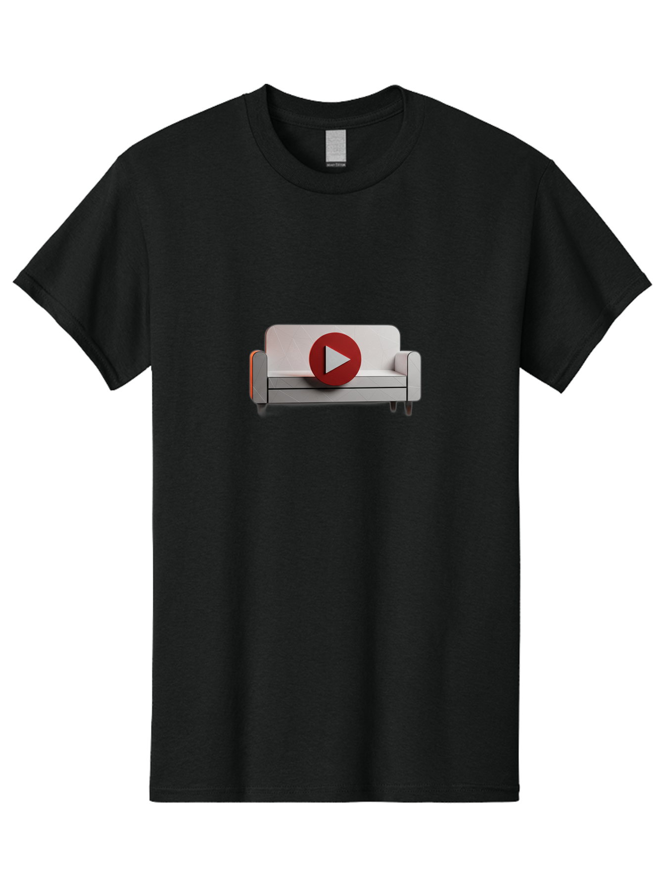 Play-Button-On-Sofa Men'S Graphic Tee, 100% Cotton, Comfortable Casual Summer Wear, Machine Washable, Play Button On Couch, Video Play Icon, Sofa Furniture, 3D Illustration, Modern Interior Design, Home Decor, Digital Media, Entertainment, Bac328
