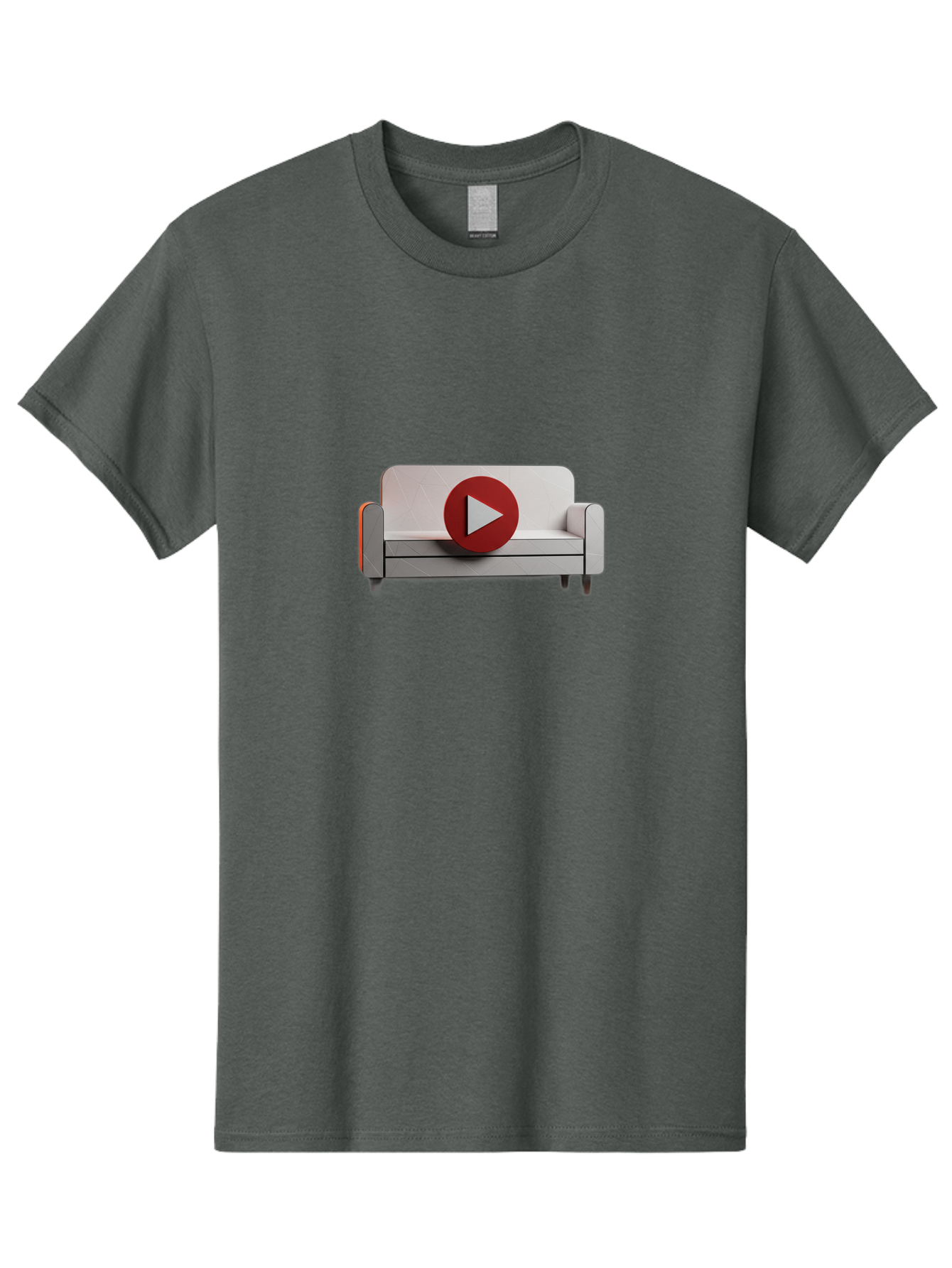Play-Button-On-Sofa Men'S Graphic Tee, 100% Cotton, Comfortable Casual Summer Wear, Machine Washable, Play Button On Couch, Video Play Icon, Sofa Furniture, 3D Illustration, Modern Interior Design, Home Decor, Digital Media, Entertainment, Bac328