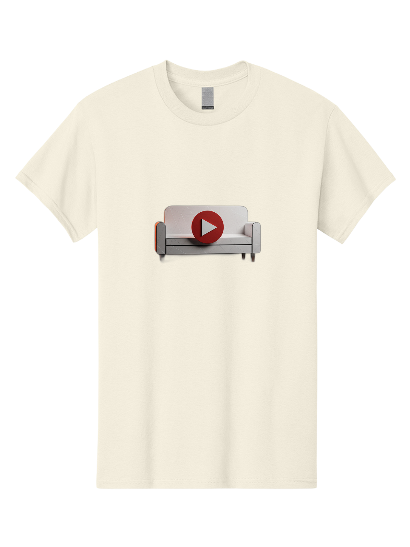 Play-Button-On-Sofa Men'S Graphic Tee, 100% Cotton, Comfortable Casual Summer Wear, Machine Washable, Play Button On Couch, Video Play Icon, Sofa Furniture, 3D Illustration, Modern Interior Design, Home Decor, Digital Media, Entertainment, Bac328