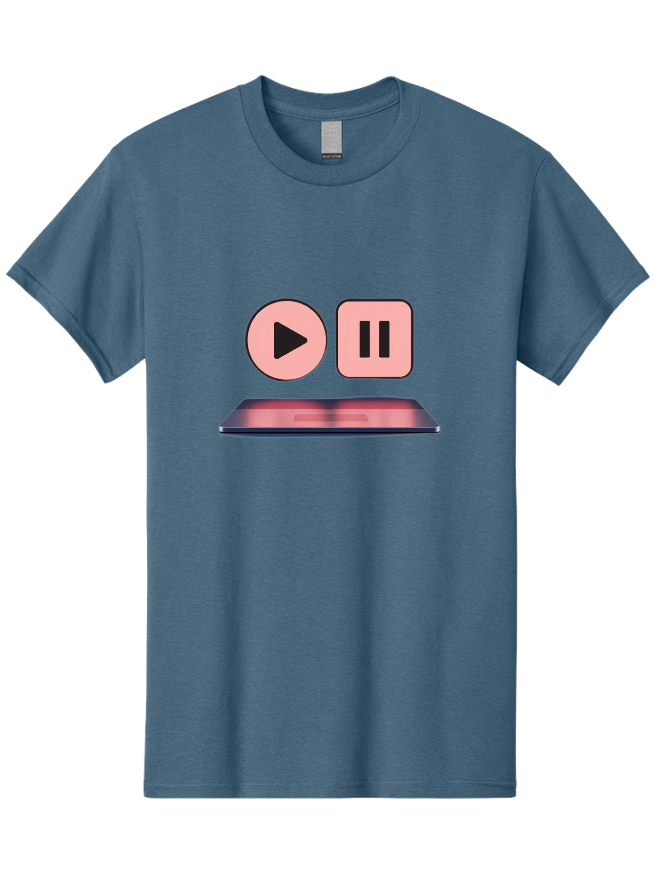 Play-Pause-1 Men'S Graphic Tee, 100% Cotton, Comfortable Casual Summer Wear, Machine Washable, Play Button, Pause Button, Media Controls, Video Player, Music Playback, Control Icons, Playback Controls, User Interface Bac332