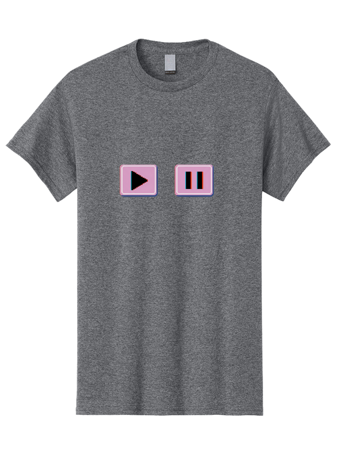 Play-Pause Men'S Graphic Tee, 100% Cotton, Comfortable Casual Summer Wear, Machine Washable, Play Button, Pause Button, Media Controls, Video Player, Music Controls, User Interface, Ui Elements, Digital Graphics Bac335
