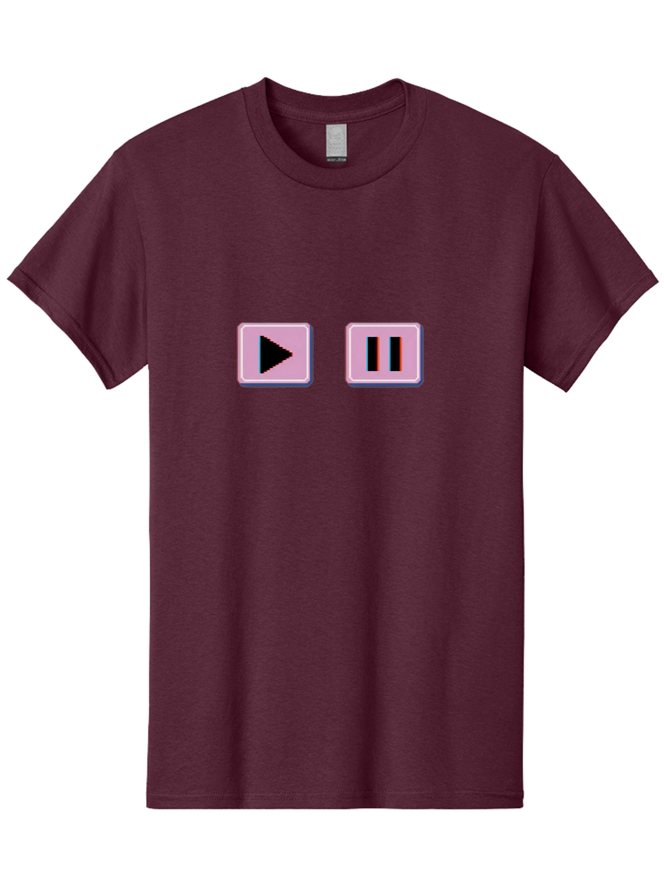 Play-Pause Men'S Graphic Tee, 100% Cotton, Comfortable Casual Summer Wear, Machine Washable, Play Button, Pause Button, Media Controls, Video Player, Music Controls, User Interface, Ui Elements, Digital Graphics Bac335