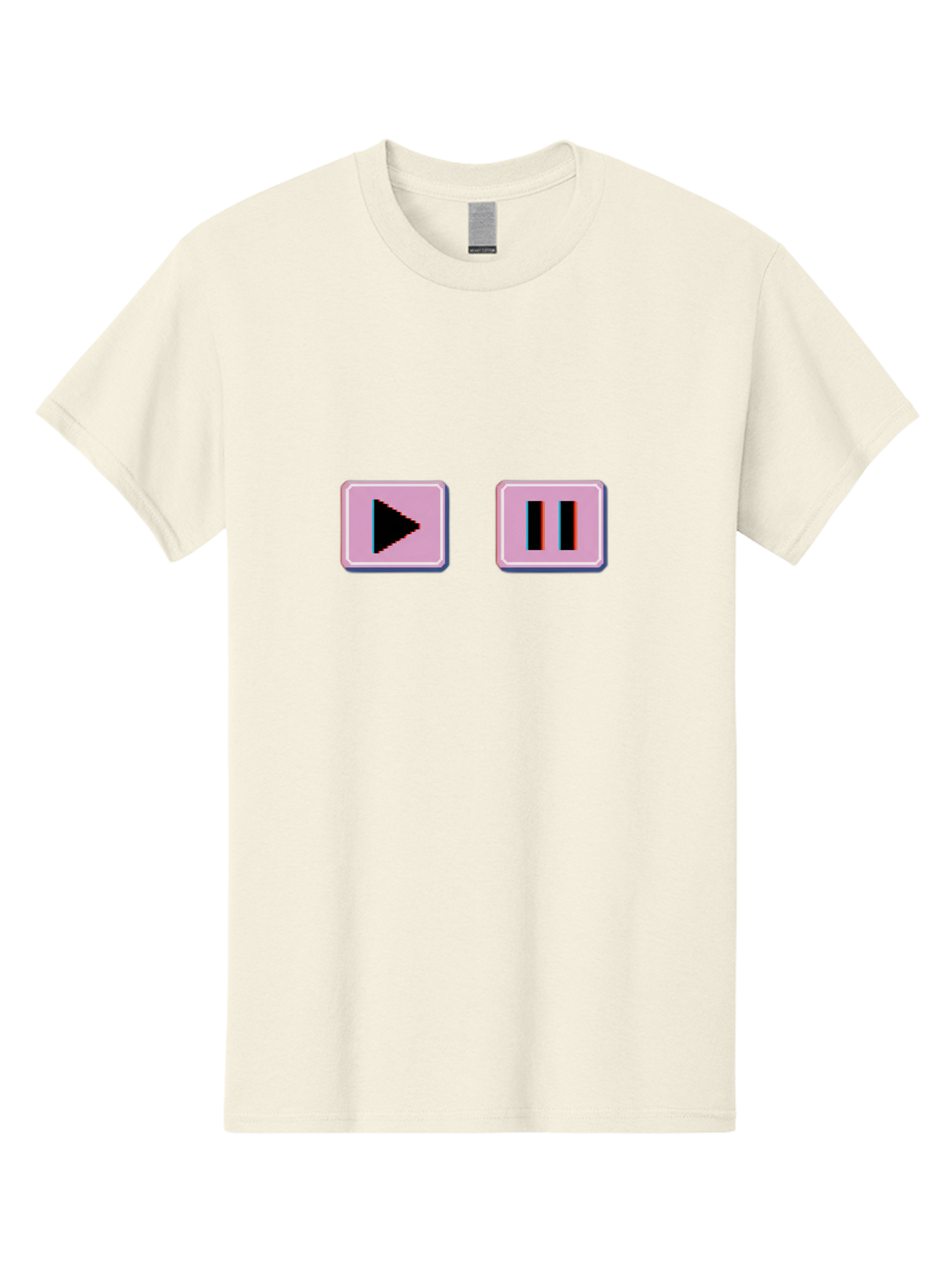 Play-Pause Men'S Graphic Tee, 100% Cotton, Comfortable Casual Summer Wear, Machine Washable, Play Button, Pause Button, Media Controls, Video Player, Music Controls, User Interface, Ui Elements, Digital Graphics Bac335