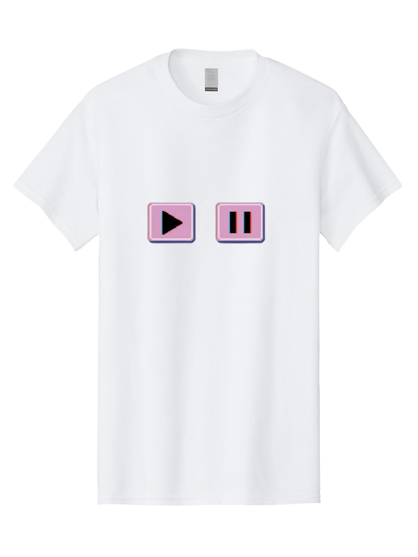 Play-Pause Men'S Graphic Tee, 100% Cotton, Comfortable Casual Summer Wear, Machine Washable, Play Button, Pause Button, Media Controls, Video Player, Music Controls, User Interface, Ui Elements, Digital Graphics Bac335