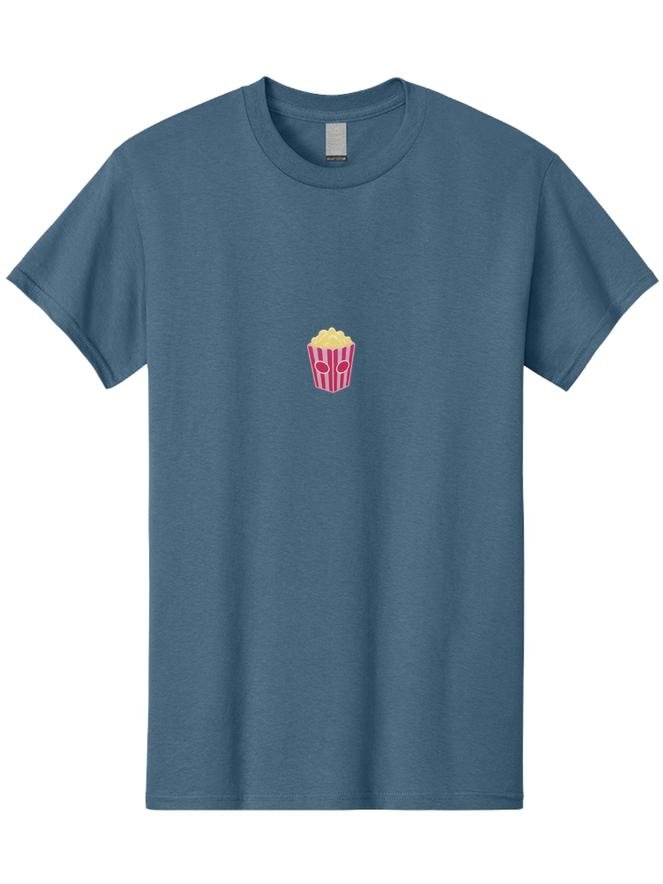 Popcorn-Bucket Men'S Graphic Tee, 100% Cotton, Comfortable Casual Summer Wear, Machine Washable, Popcorn Bucket, Striped Design, Snack Time, Movie Night, Tasty Treats, Yellow Popcorn, Pink Bucket, Cartoon Illustration, Food Graphics, Bac338