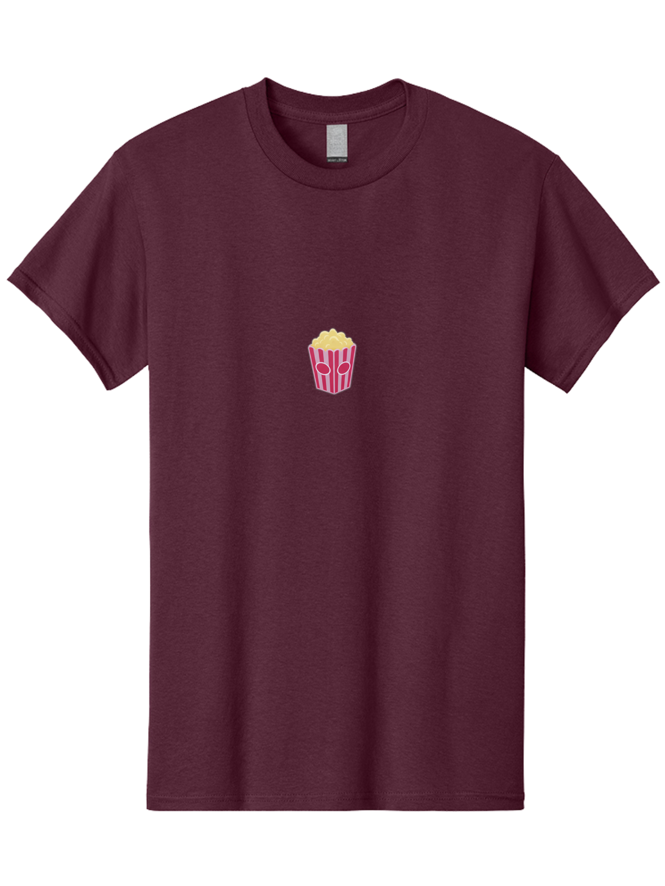 Popcorn-Bucket Men'S Graphic Tee, 100% Cotton, Comfortable Casual Summer Wear, Machine Washable, Popcorn Bucket, Striped Design, Snack Time, Movie Night, Tasty Treats, Yellow Popcorn, Pink Bucket, Cartoon Illustration, Food Graphics, Bac338