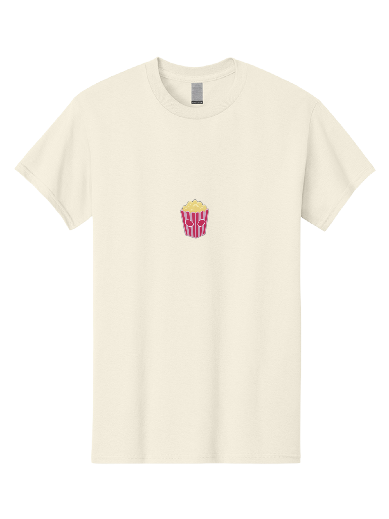 Popcorn-Bucket Men'S Graphic Tee, 100% Cotton, Comfortable Casual Summer Wear, Machine Washable, Popcorn Bucket, Striped Design, Snack Time, Movie Night, Tasty Treats, Yellow Popcorn, Pink Bucket, Cartoon Illustration, Food Graphics, Bac338