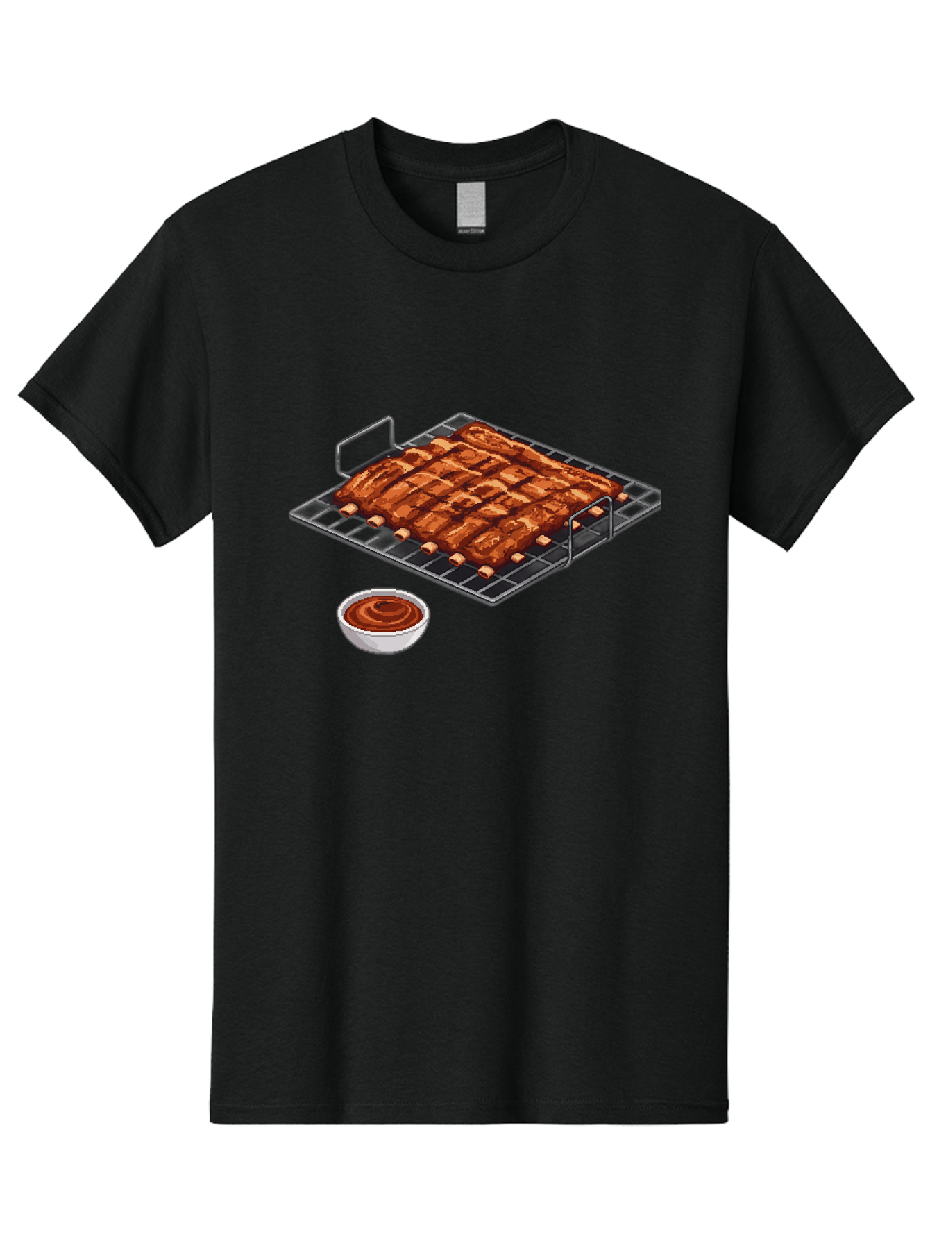 Pork-Ribs-On-Grill Men'S Graphic Tee, 100% Cotton, Comfortable Casual Summer Wear, Machine Washable, Barbecue Ribs, Grilled Pork, Barbecue Sauce, Bbq Ribs, Meat On The Grill, Delicious Food, Barbecue Style, Grilled Meat Bac340