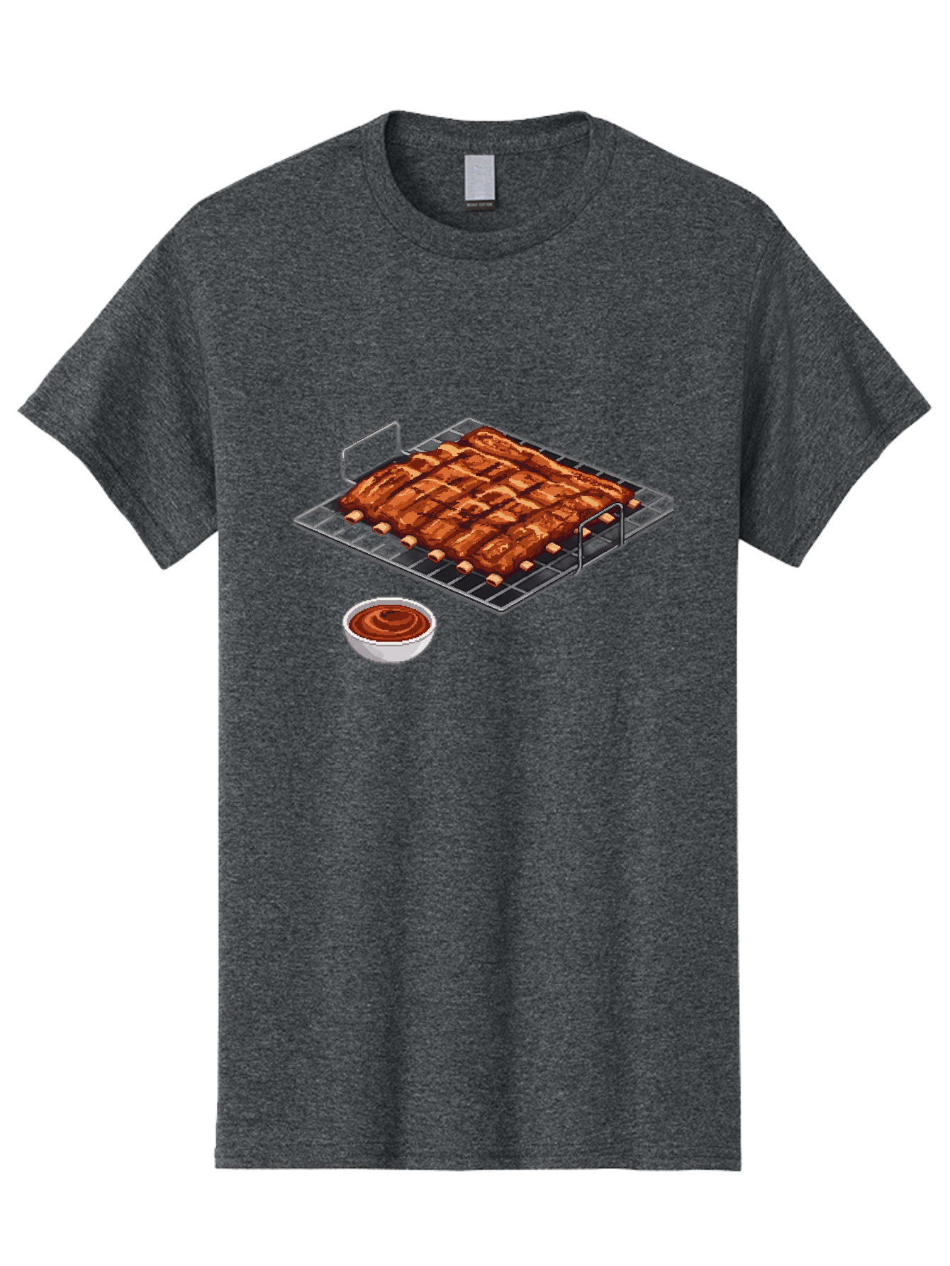 Pork-Ribs-On-Grill Men'S Graphic Tee, 100% Cotton, Comfortable Casual Summer Wear, Machine Washable, Barbecue Ribs, Grilled Pork, Barbecue Sauce, Bbq Ribs, Meat On The Grill, Delicious Food, Barbecue Style, Grilled Meat Bac340
