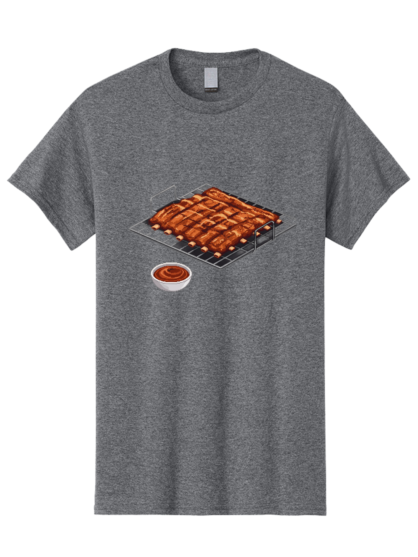 Pork-Ribs-On-Grill Men'S Graphic Tee, 100% Cotton, Comfortable Casual Summer Wear, Machine Washable, Barbecue Ribs, Grilled Pork, Barbecue Sauce, Bbq Ribs, Meat On The Grill, Delicious Food, Barbecue Style, Grilled Meat Bac340
